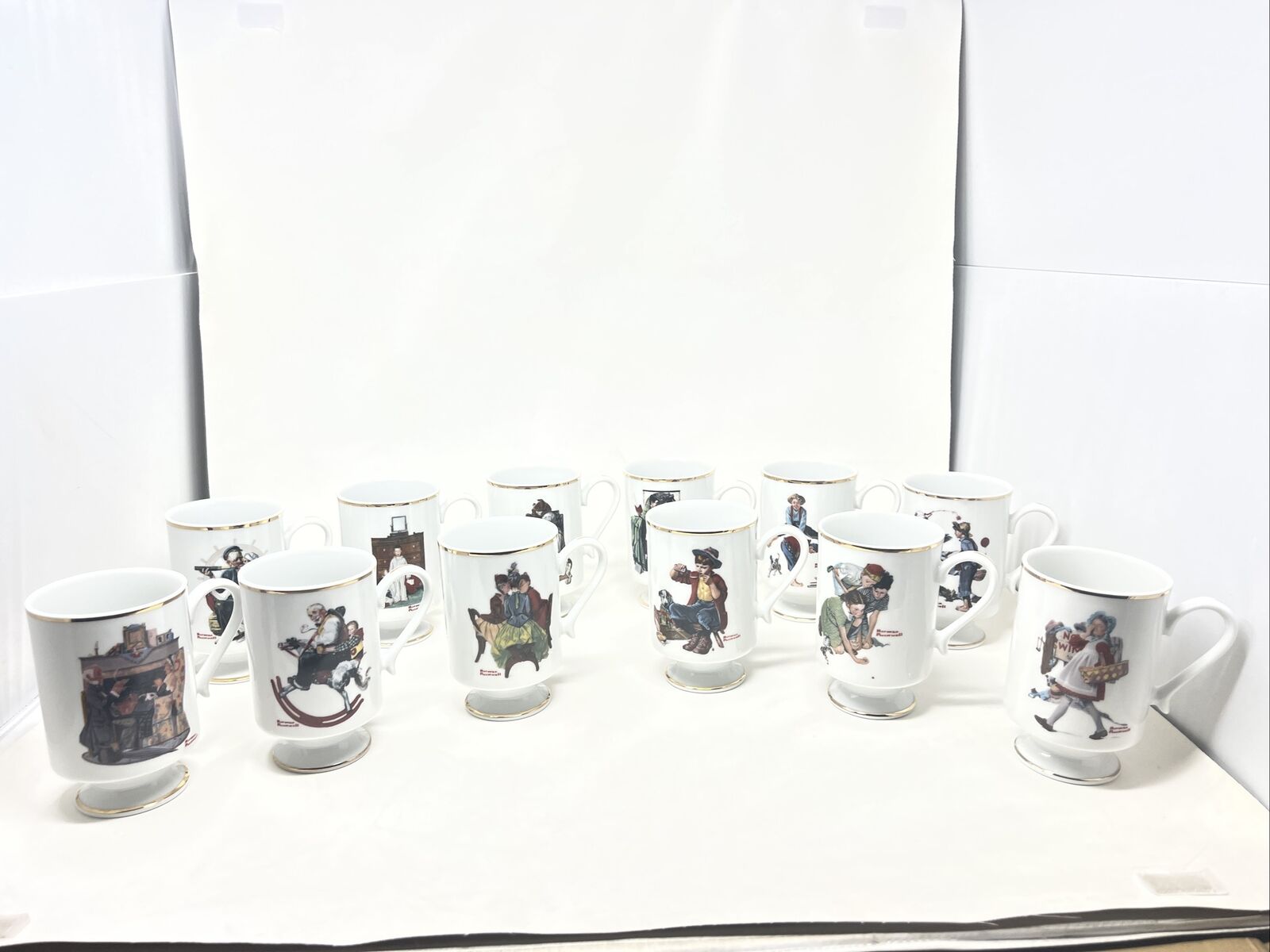1981 Danbury Mint Collection Of Norman Rockwell Mugs Set of 12