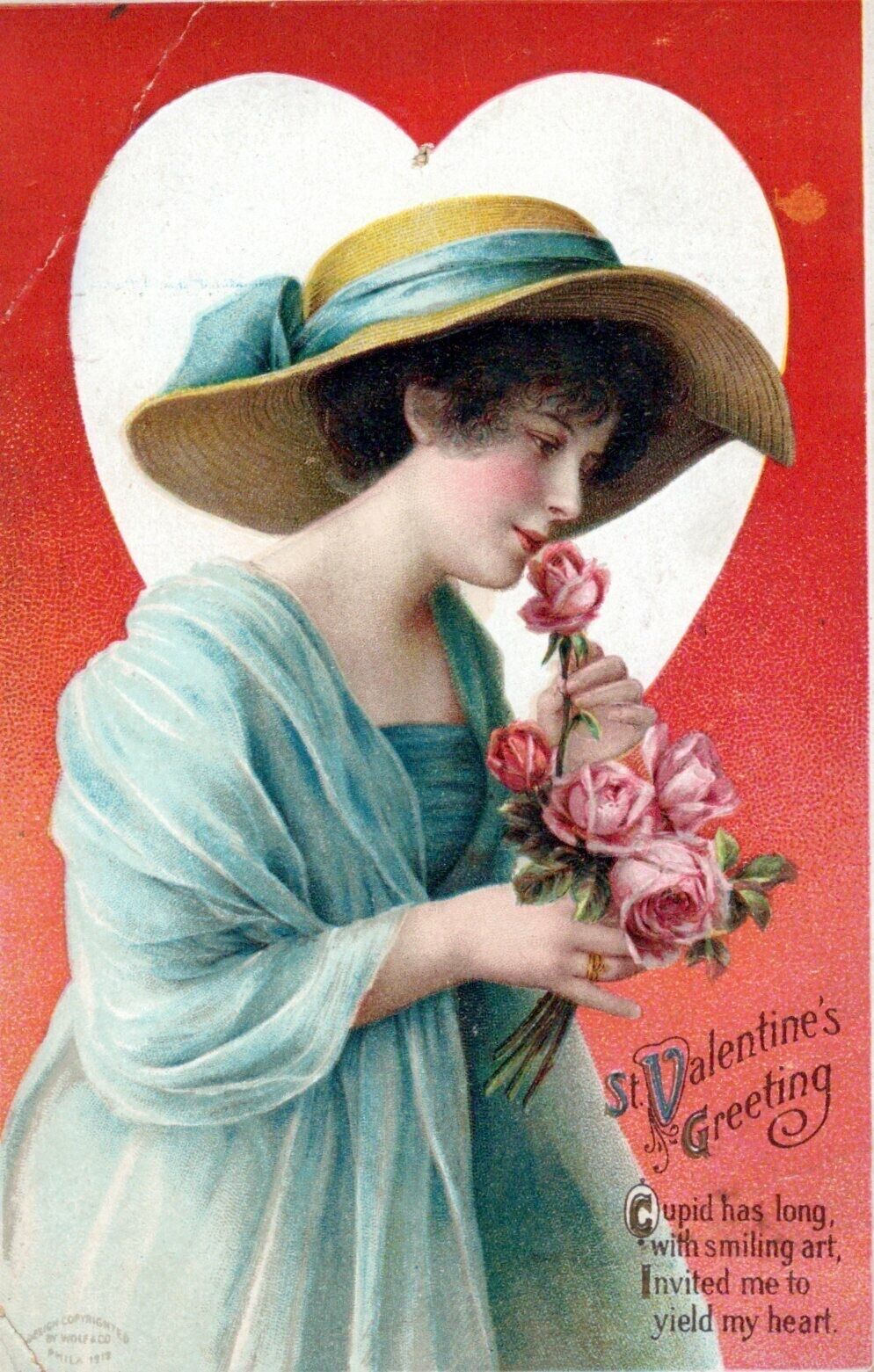 Vintage Postcard VALENTINES DAY Posted OHIO 1913 Made in GERMANY