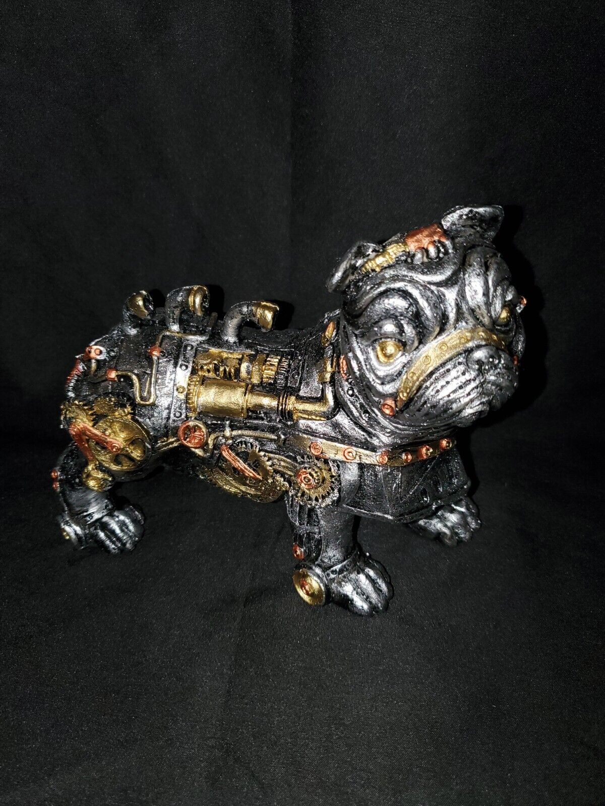 Bulldog Steampunk Statue Figurine  Dog Home Decor 