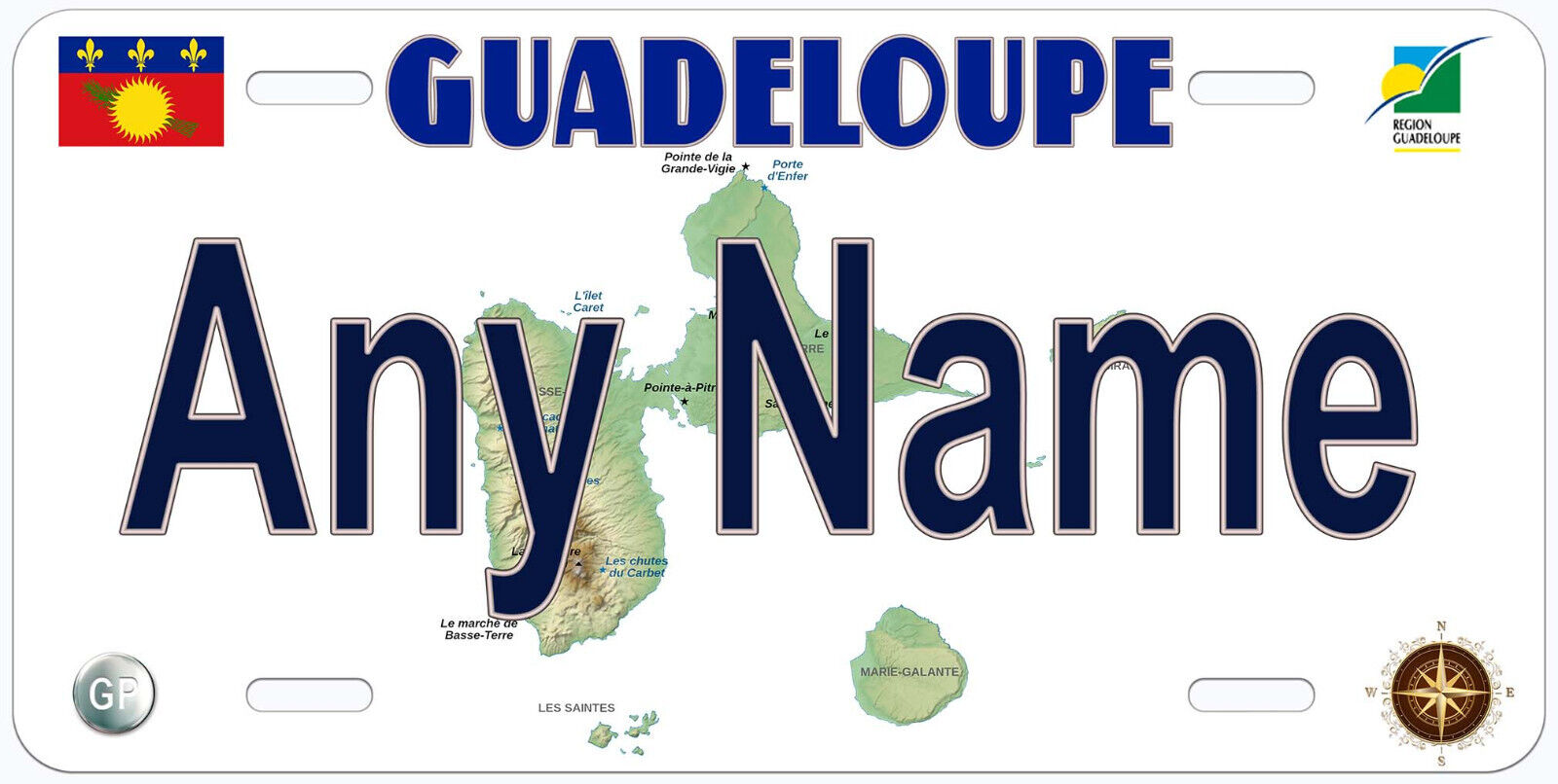 Guadeloupe Caribbean Any Name Personalized Novelty Car License Plate