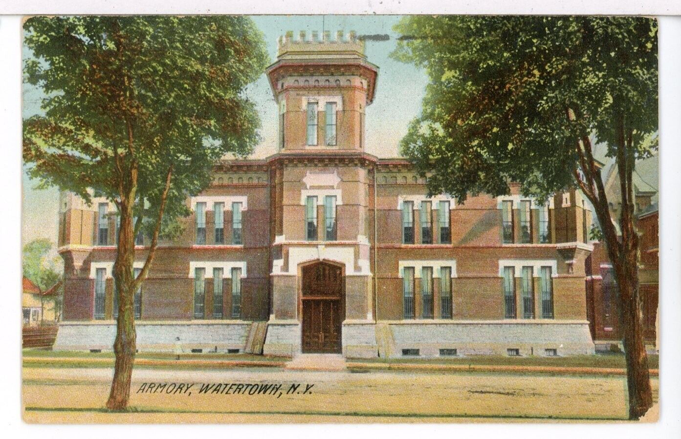 1908 - THE ARMORY Watertown, Mew York Postcard