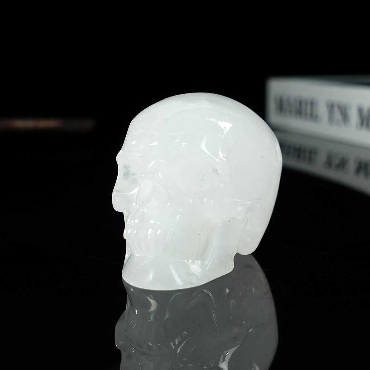 Angola Quartz Carved Skull Natural Crystal Sculpture Realistic Statue Healing