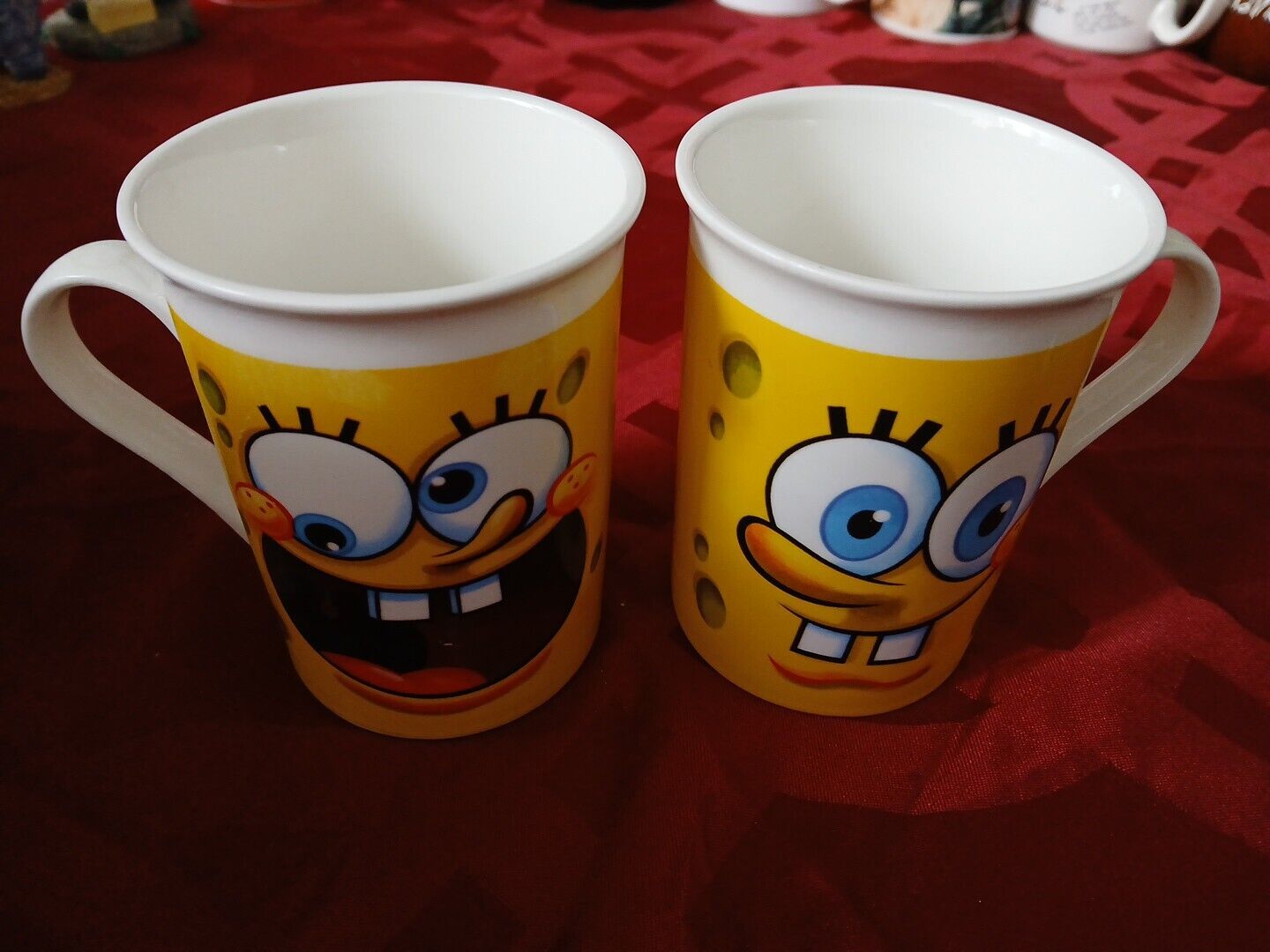 Set of 2 SpongeBob Coffee Mug Cup / Sponge Bob Squarepants faces by Viacom