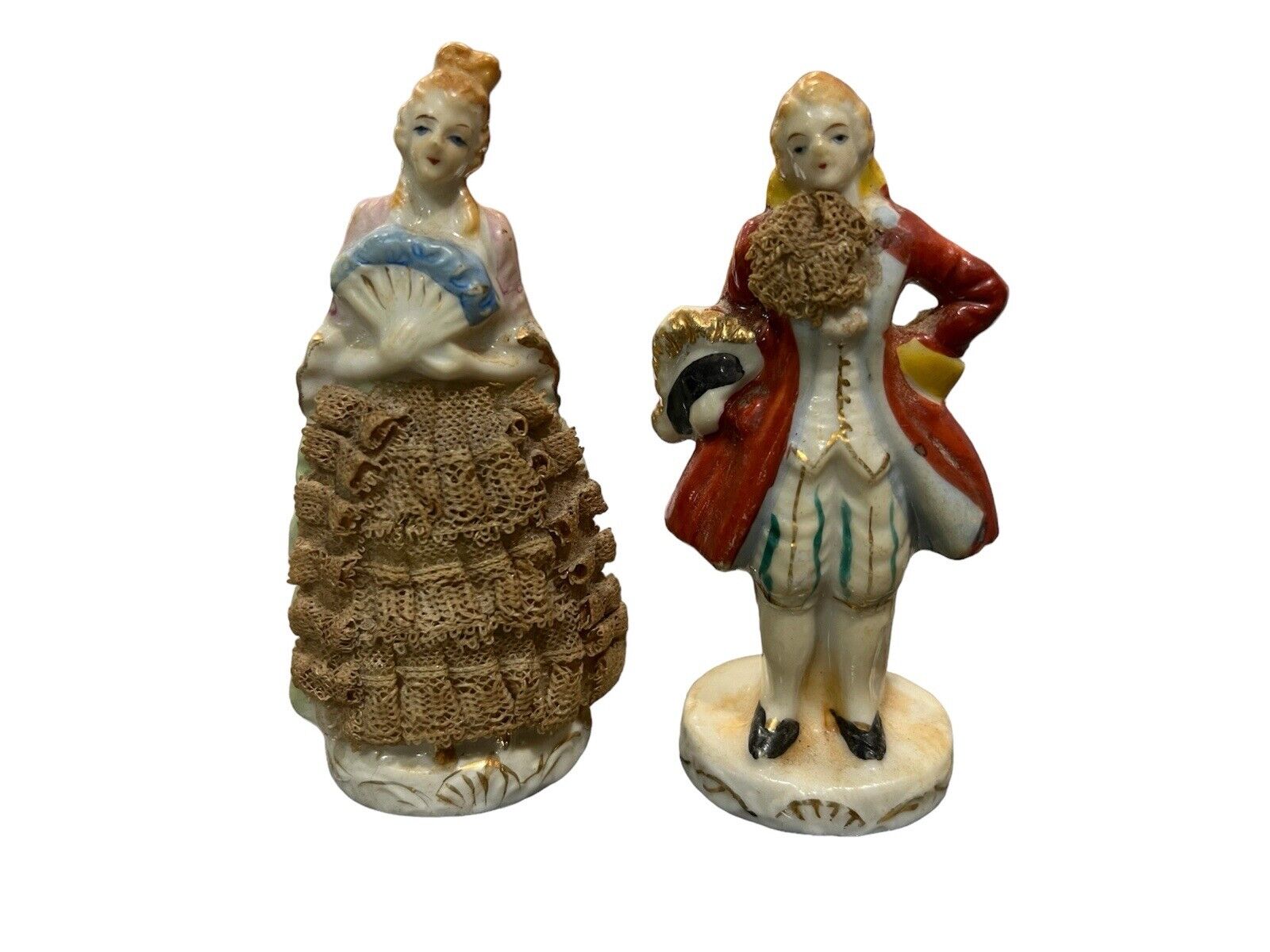 Set of 2 Vintage Occupied Japan Figurines Colonial Man and Woman 4.25\