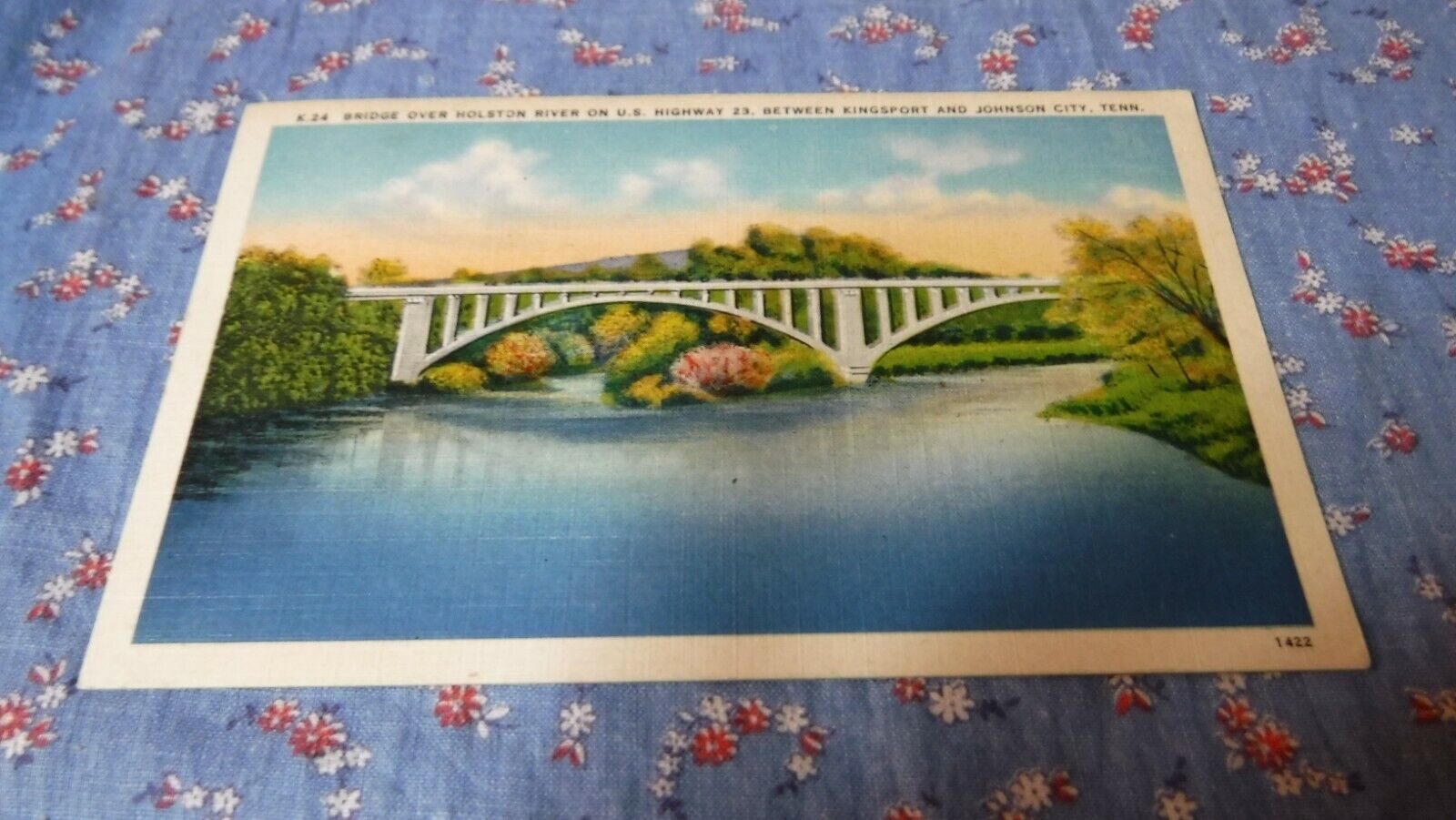 Old Postcard 1946 Mountain Home  Bridge Over Holston River on US Highway 23