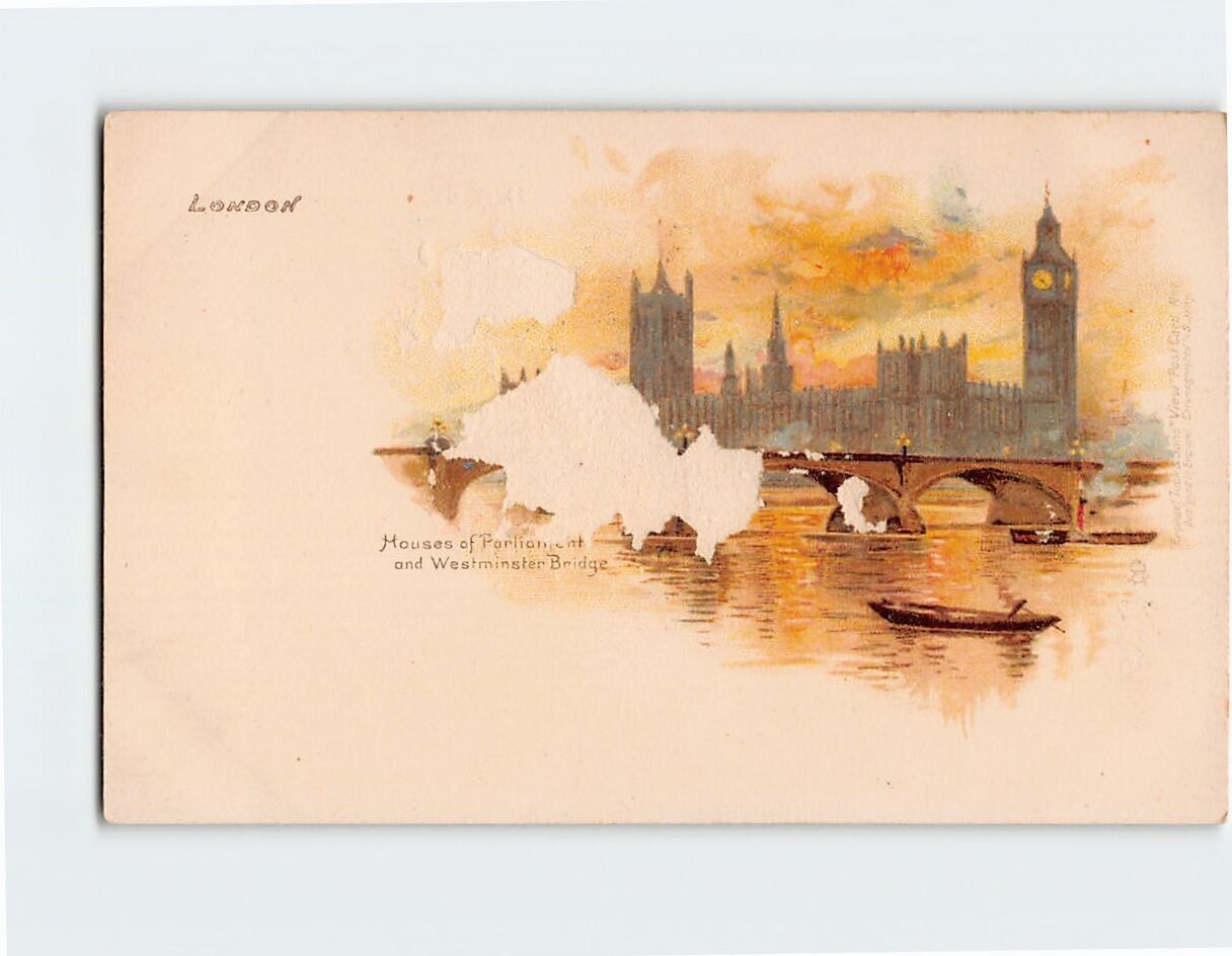 Postcard Houses of Parliament and Westminster Bridge London England