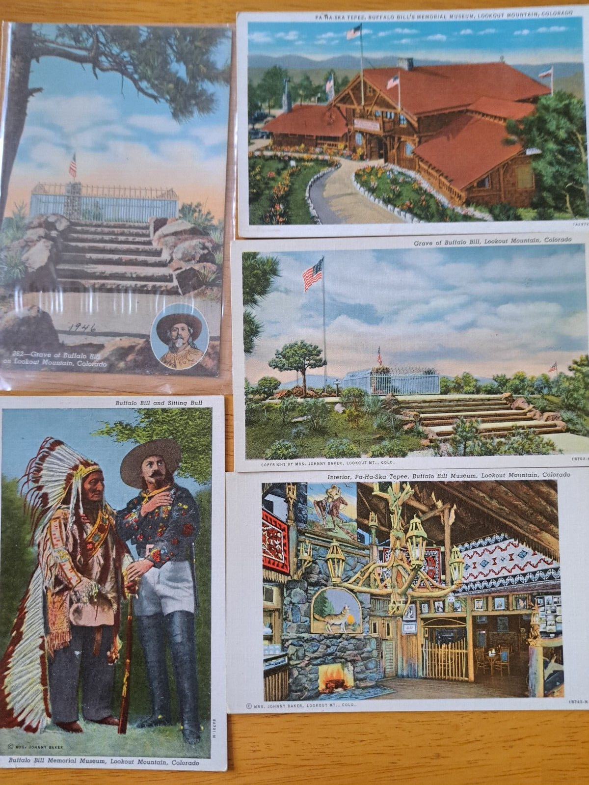 LOT of 5   Postcards LOOKOUT MOUNTAIN, COLORADO   ca.1930\'s-40\'s Buffalo Bill