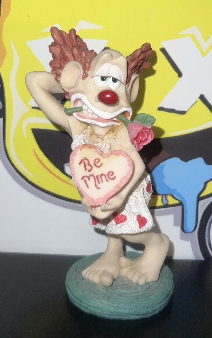 Vintage 1997 Slapstix “ Be Mine” Valentines Day Hand Painted Resin Clown Figure