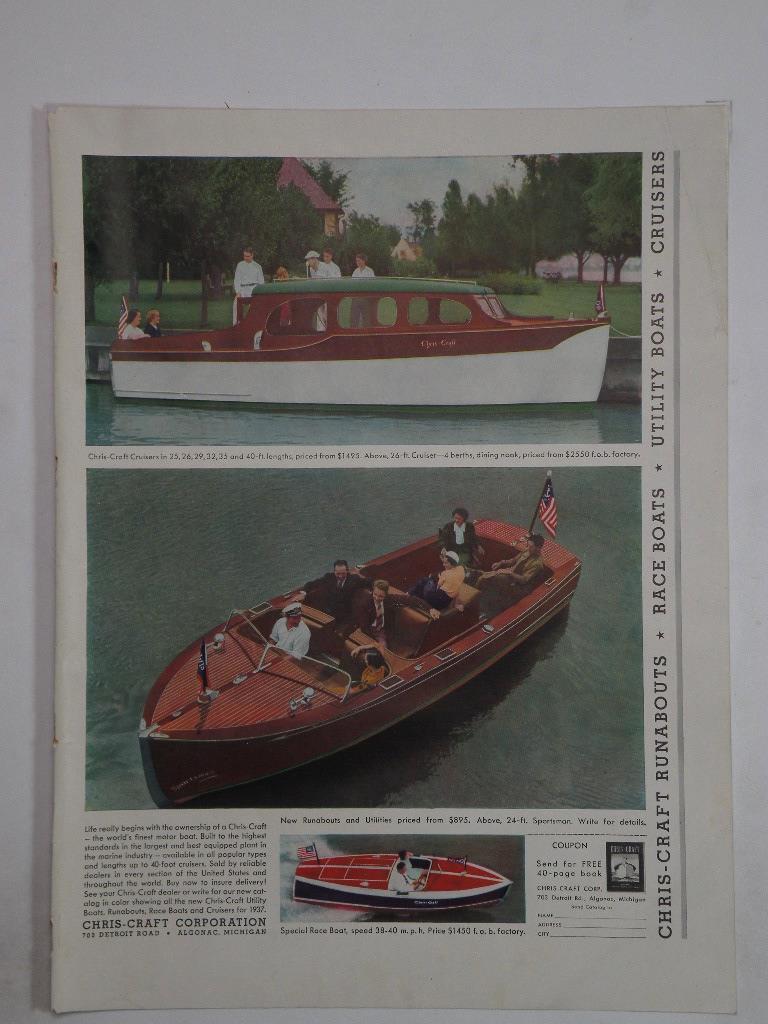 Magazine Ad* - 1937 - Chris Craft - Algonac, MI - (Color) (#1)
