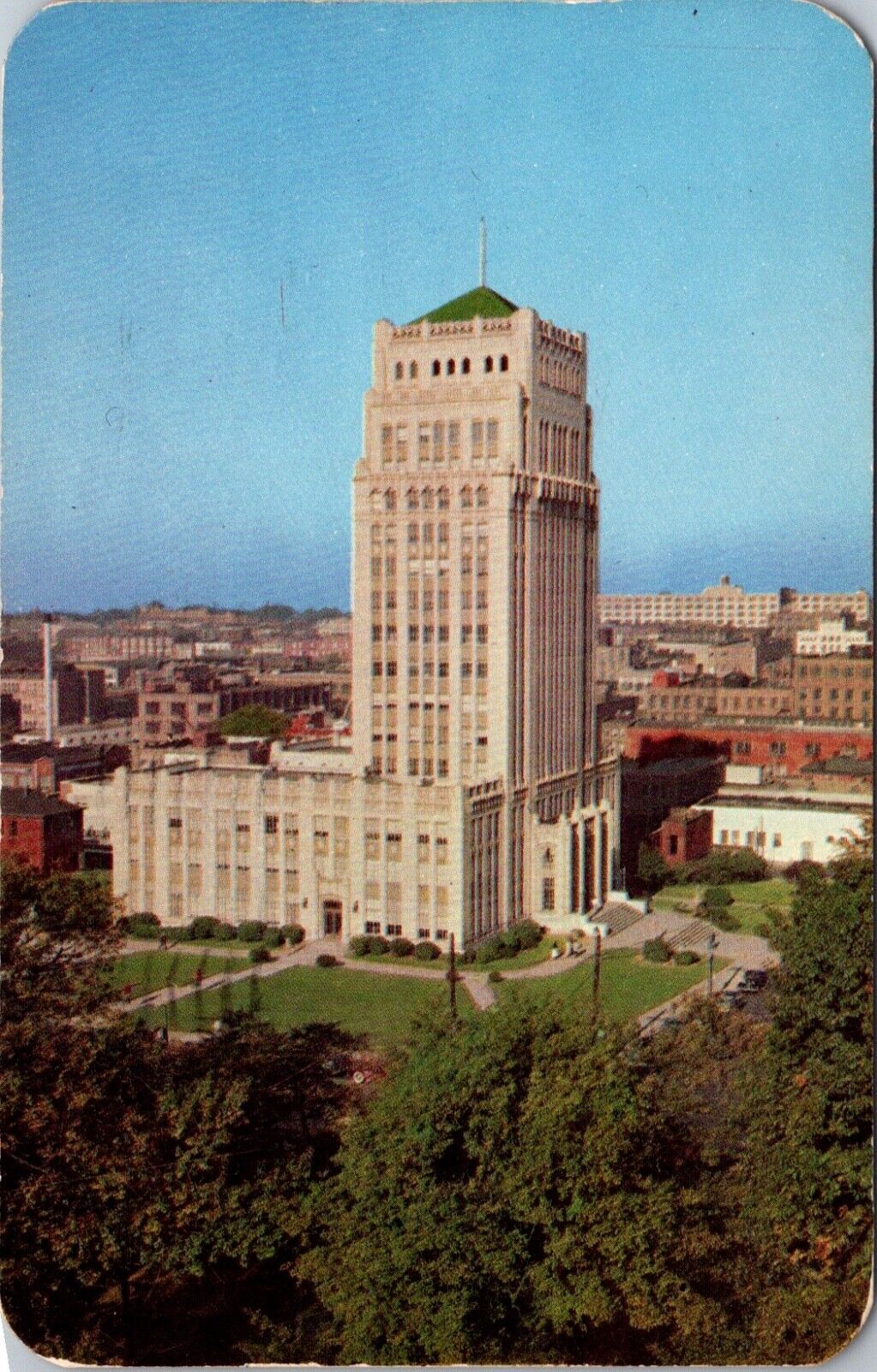 Atlanta, GA City Hall Postcard Chrome Posted 1952 Birdseye Aerial