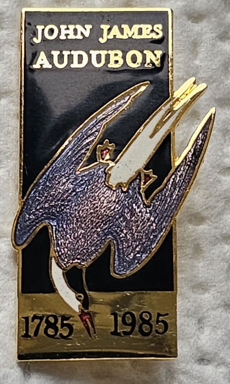 Scarce 1985 John James Audubon New York Historical Society Enamel Pin Brooch 1¾\