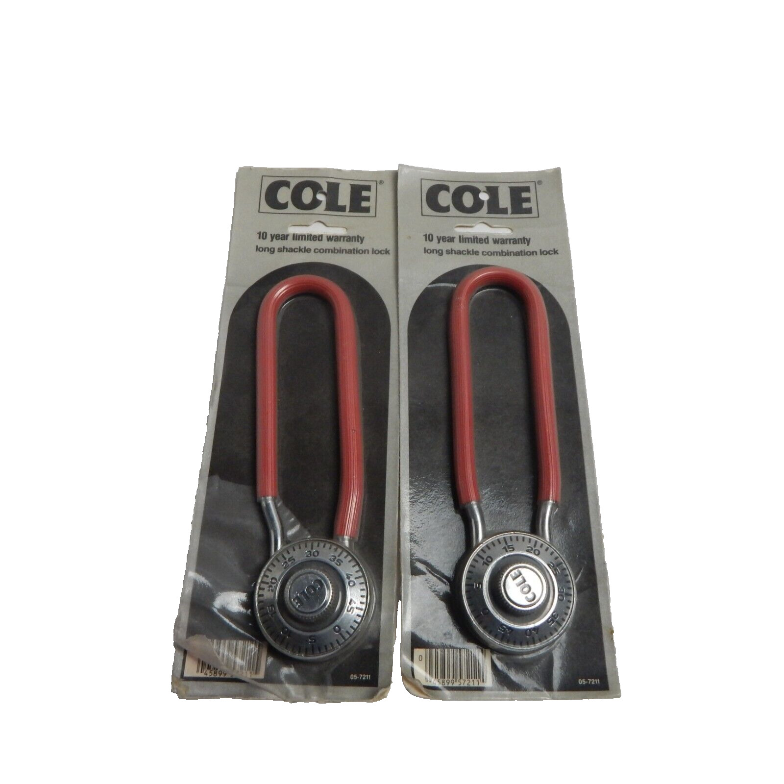 Two (2) Cole Long Shackle Combination Lock Vintage New Old Stock Rare