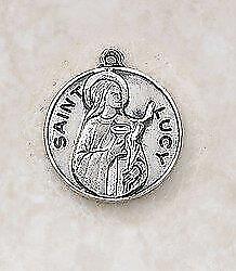 Catholic Patron Saint Lucy Sterling Medal Size .75in H comes with 18in L Chain