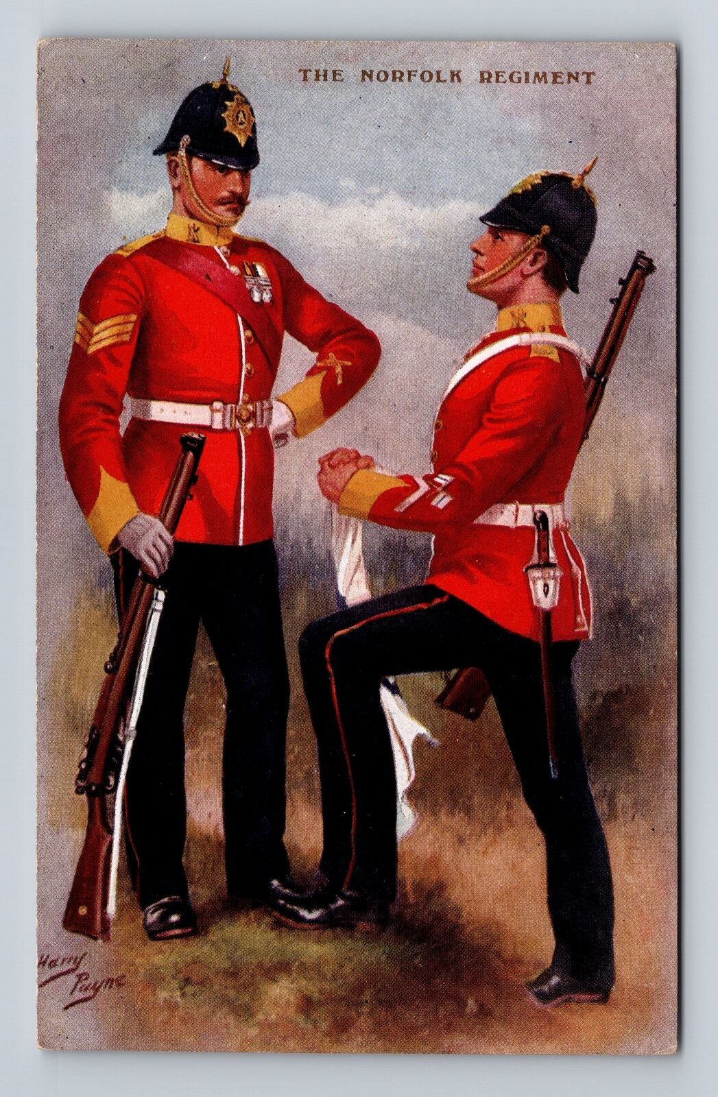London-England, The Norfolk Regiment, Antique, Vintage Souvenir Postcard