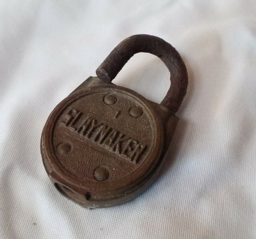 Antique Slaymaker #1 Padlock Steel Lock Made In USA Great Patina No Key Collect