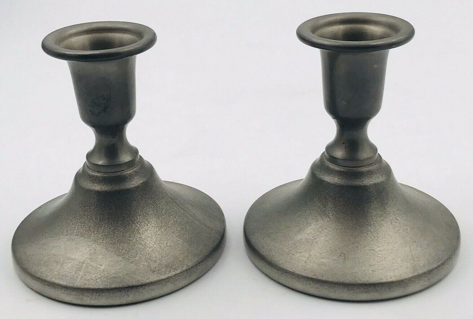 Two (2) Vintage Preisner Pewter Candle Holders 2164 Satin Finish Traditional