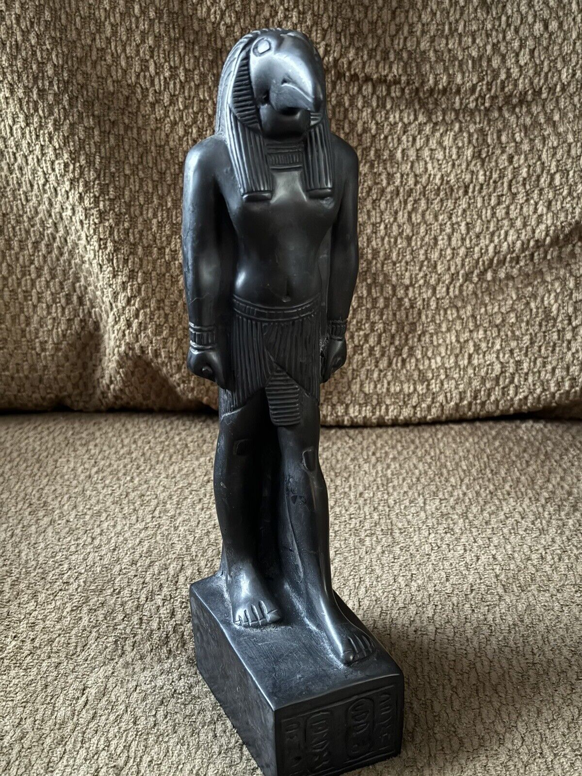 Vtg Unique Black Ancient Egyptian Statue Thoth God of Wisdom Hieroglyphic Stone