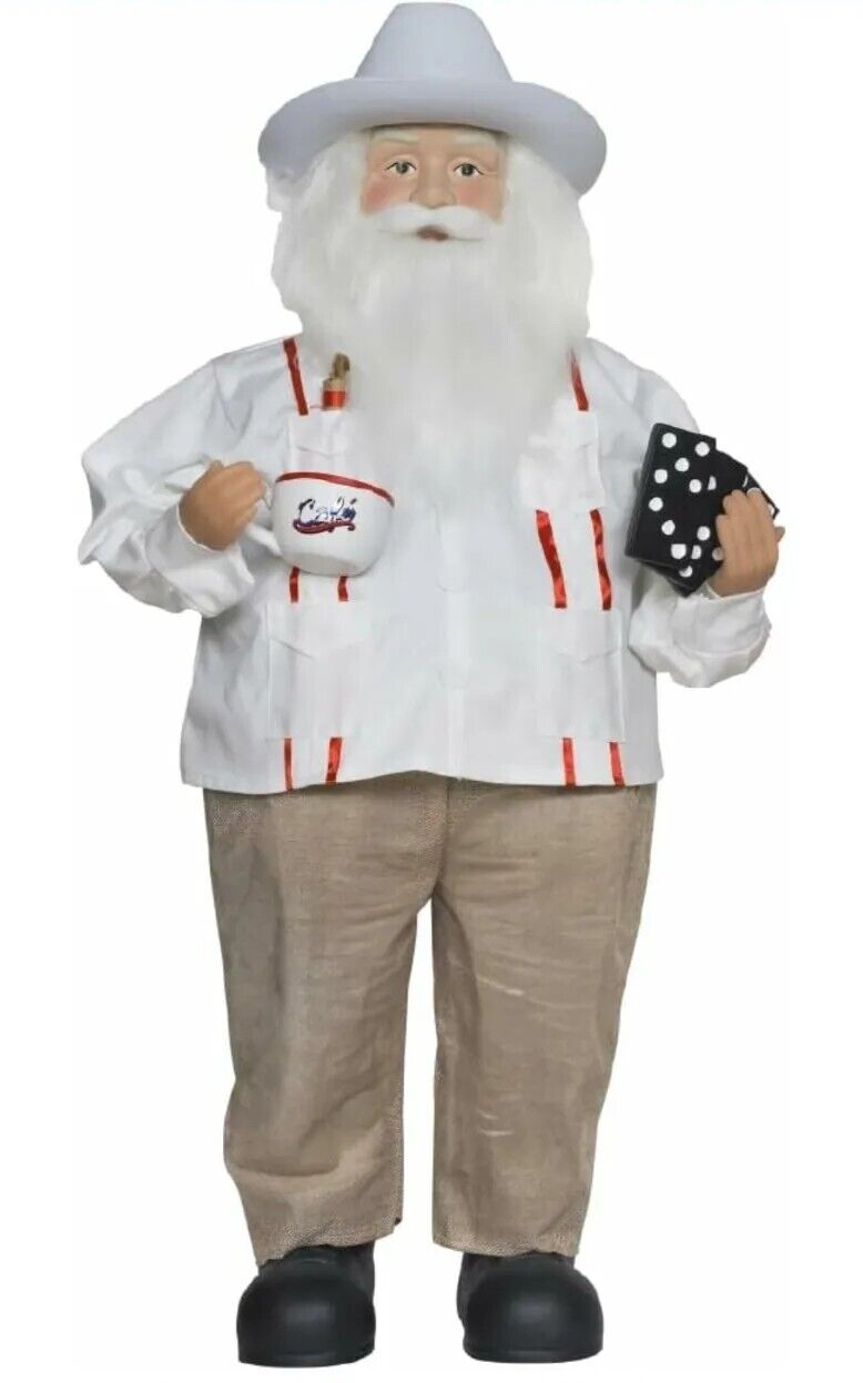 New 5 Feet Size standing Cuban SANTA With  Guayabera  Cafe , Cigar and Dominos.