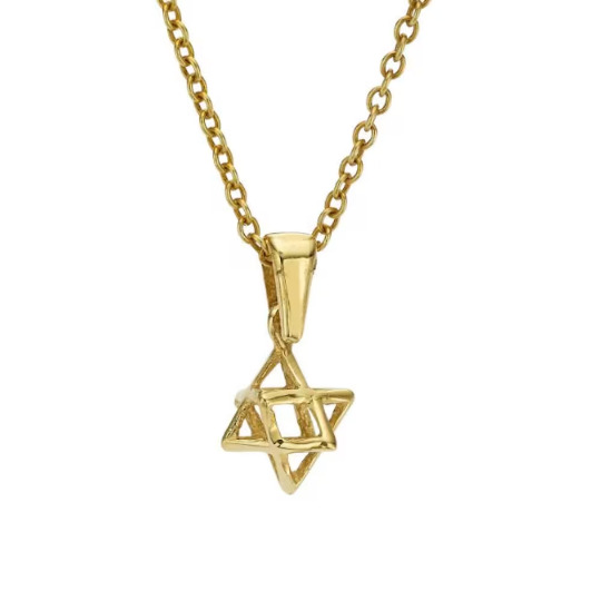 Merkabah Star of David Kabbalah Jewish Pendant 14k Yellow Gold Judaica Jewelry