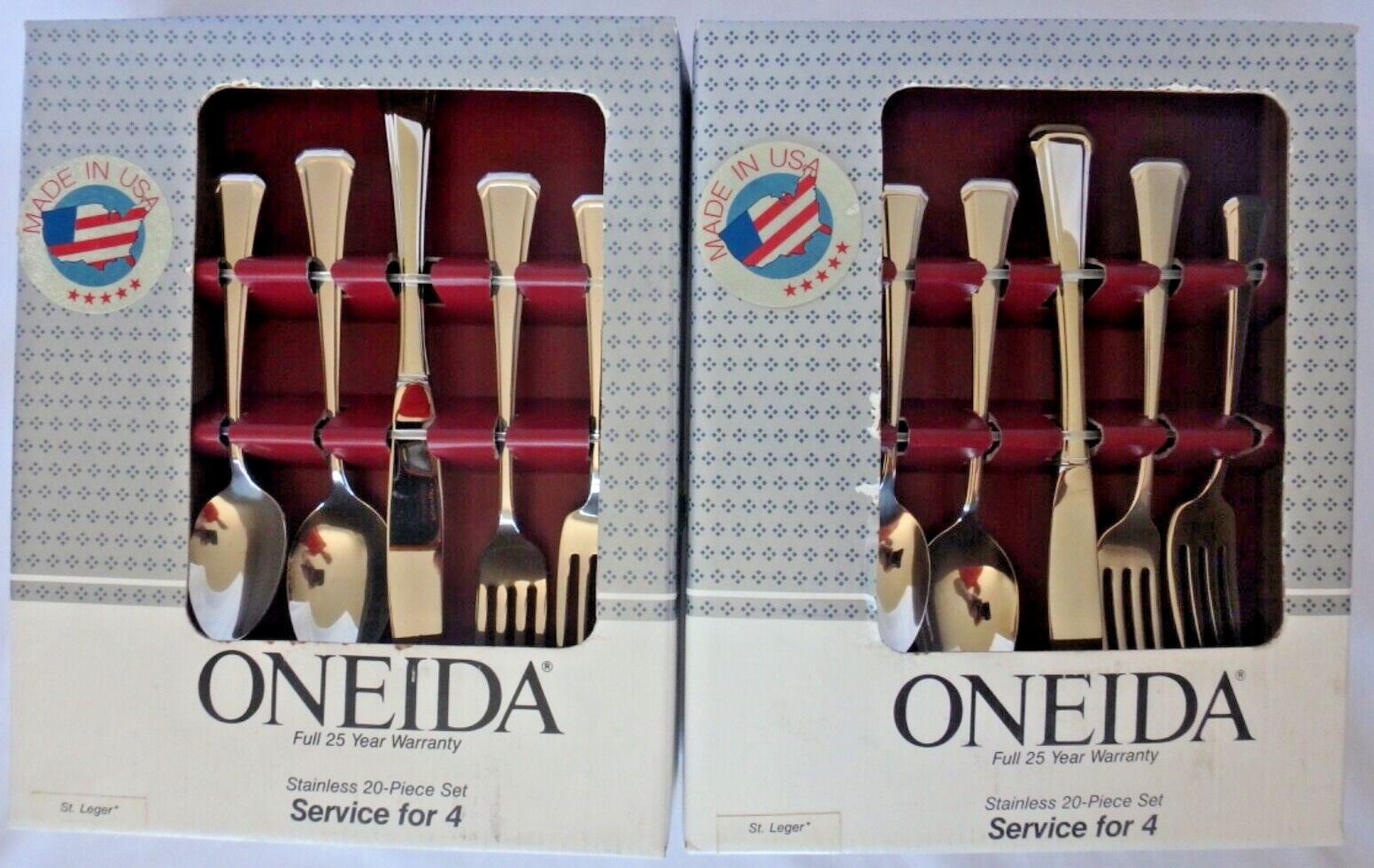 Vintage Oneida Stainless  ST LEGER 40 Piece 2 Sets Service for 8 Made in USA