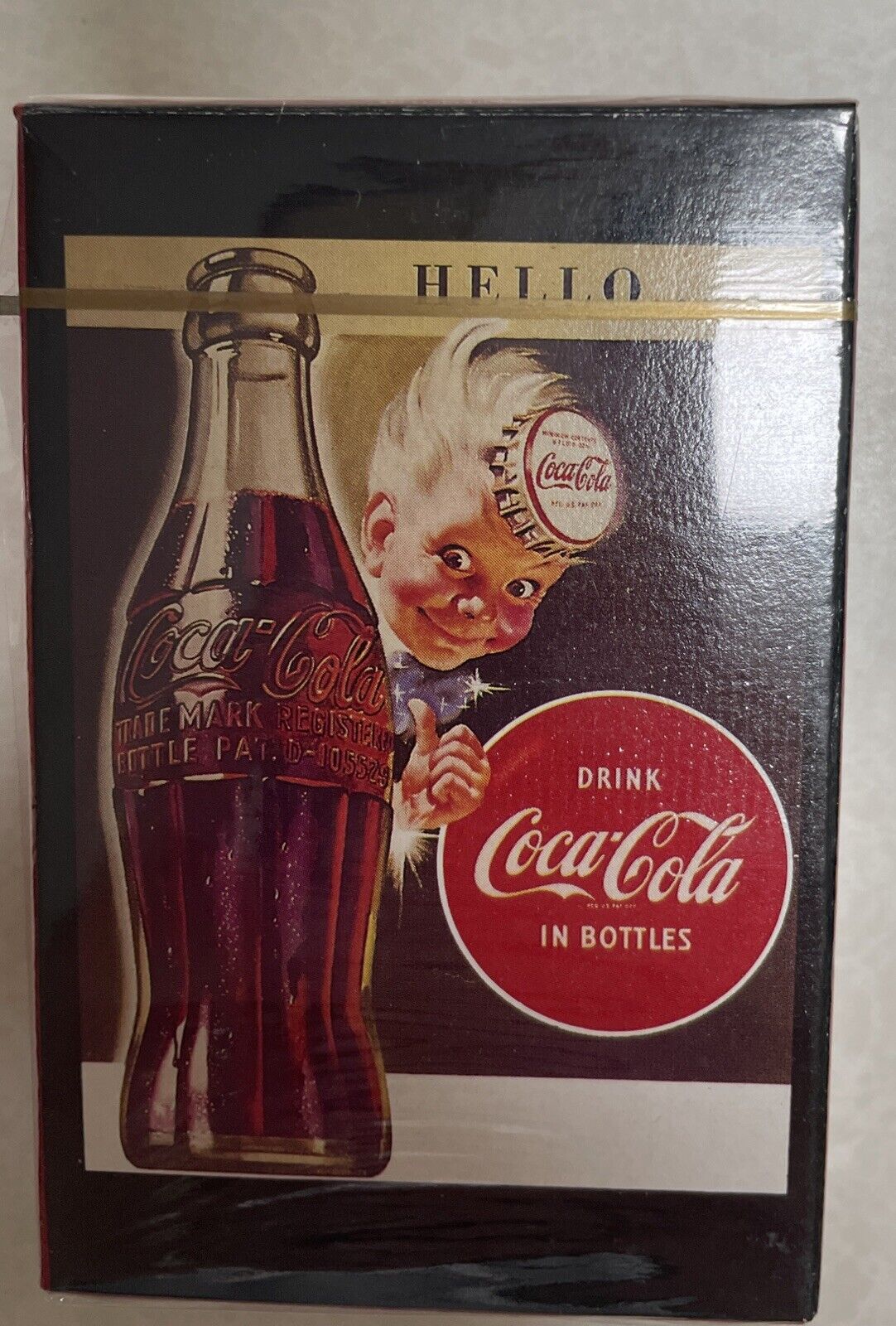 VTG Coca Cola BRIDGE Playing Cards - Boy Wearing Coca Cola Cap “Hello”. SEALED