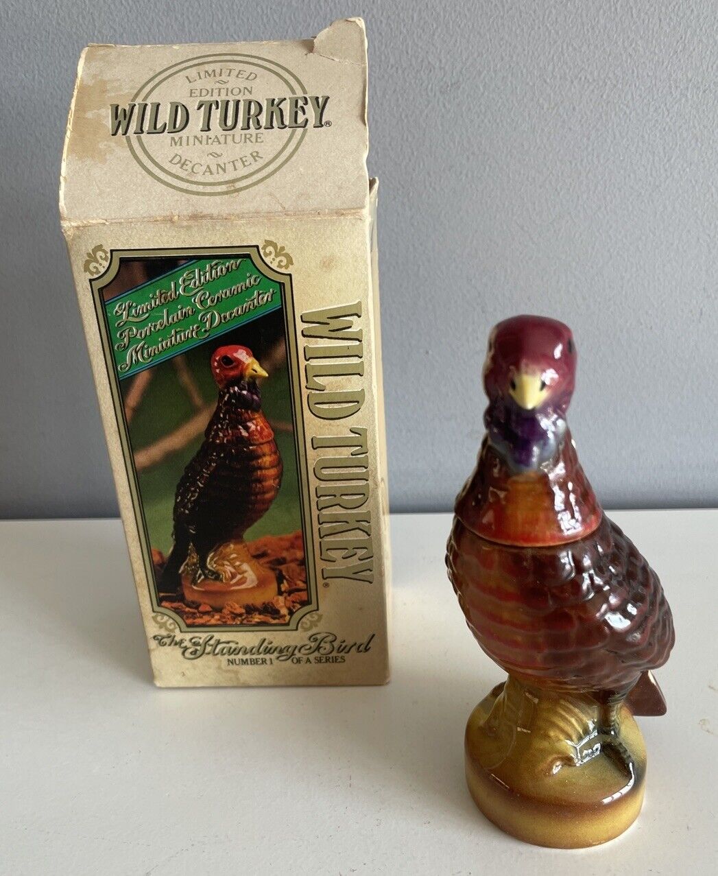 VINTAGE 1970\'s Wild Turkey No 1 Austin Nichols Mini Turkey Decanter Figure w/BOX