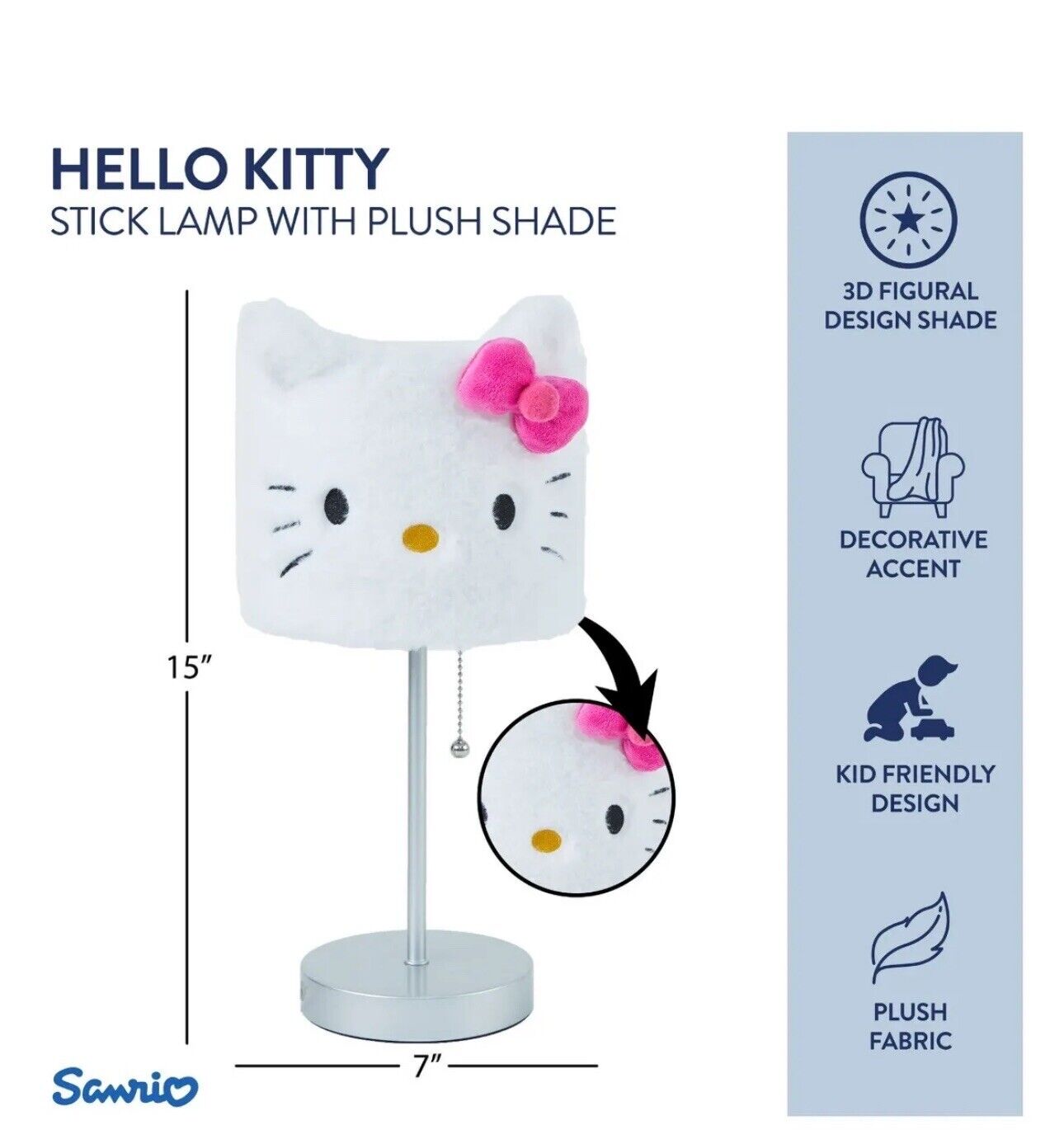 Hello Kitty Plush Shade Stick Lamp