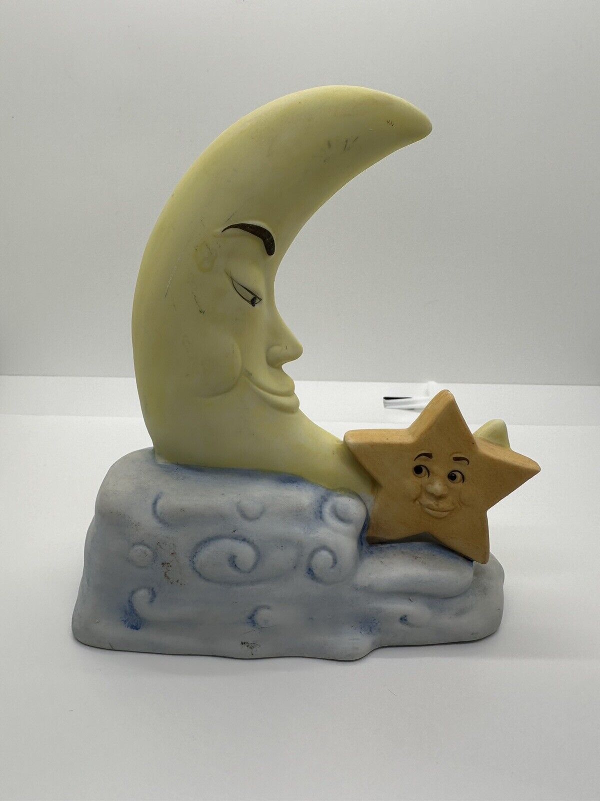 Moon & Star Musical Ceramic Collectible Mann 1980 Plays “Wish Upon A Star”