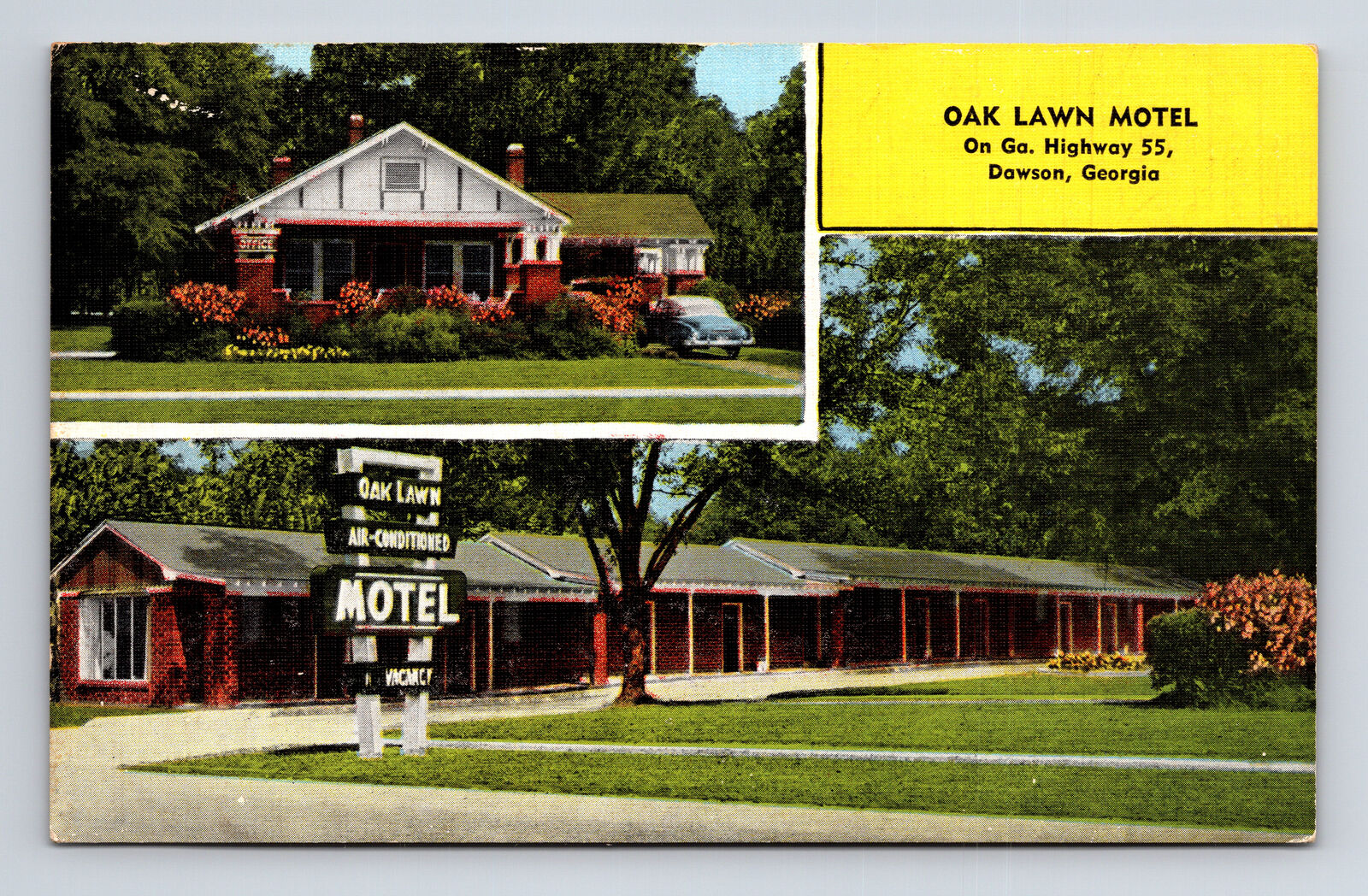 Oak Lawn Motel GA Hwy 55 Dawson Georgia GA Roadside America Postcard