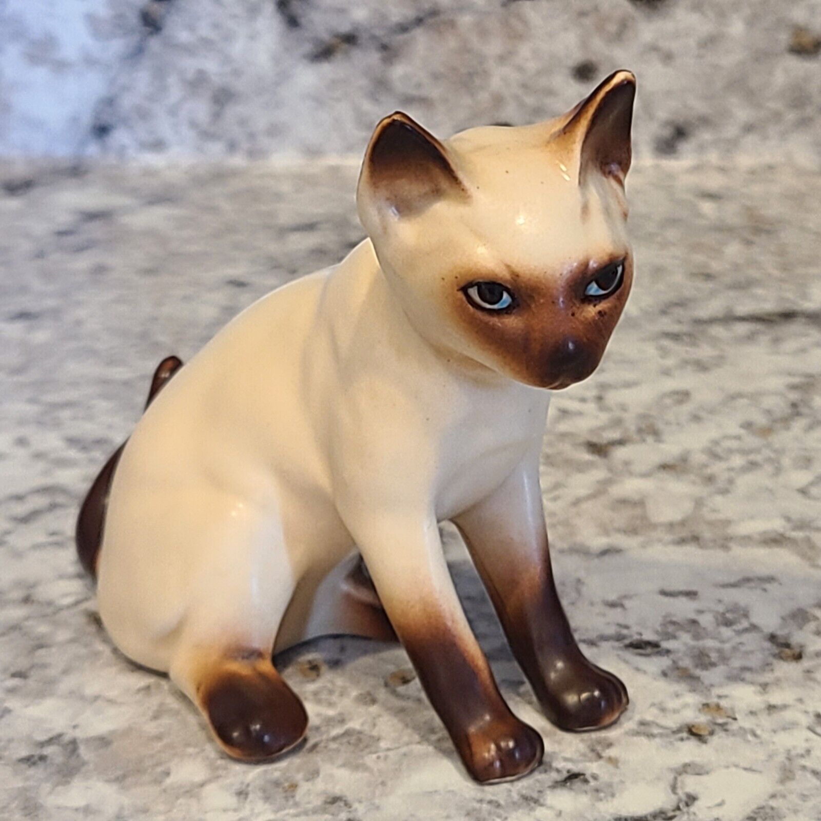 Vtg Norlean Siamese Cat, Ceramic Siamese Cat Blue Eyed 6550