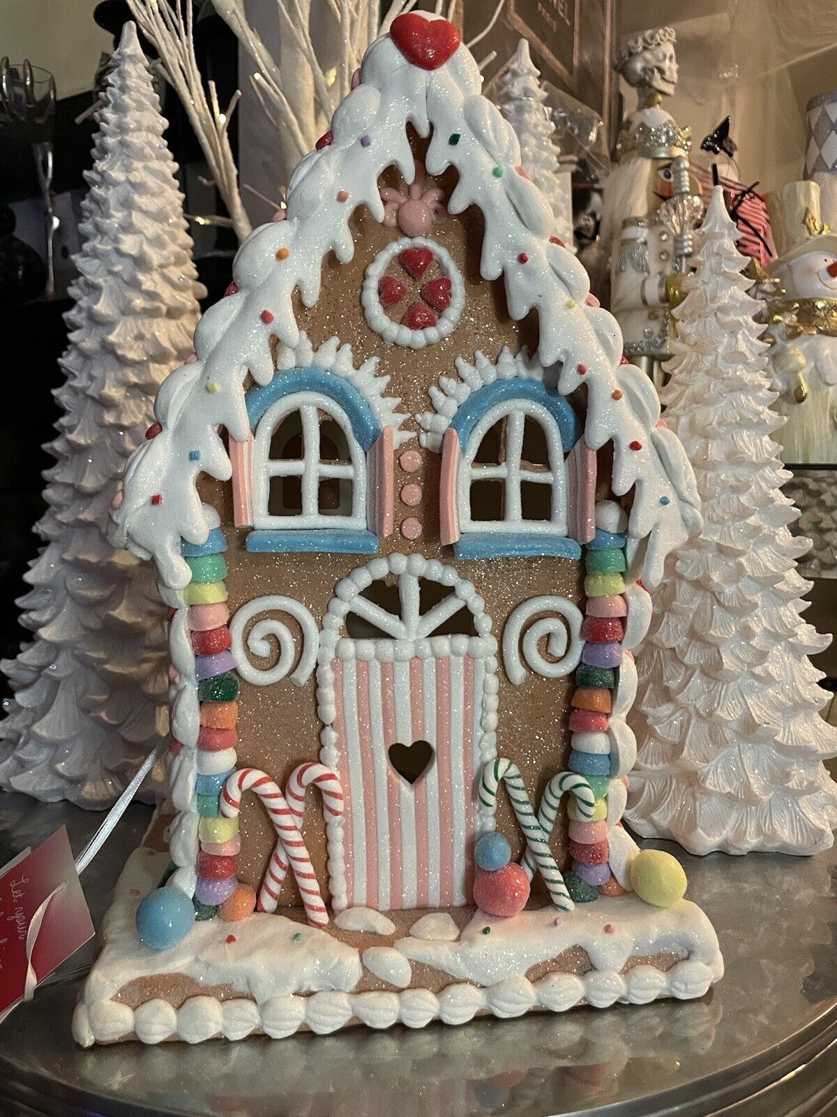 Gorgeous Glittery Large Pastel Gingerbread House New