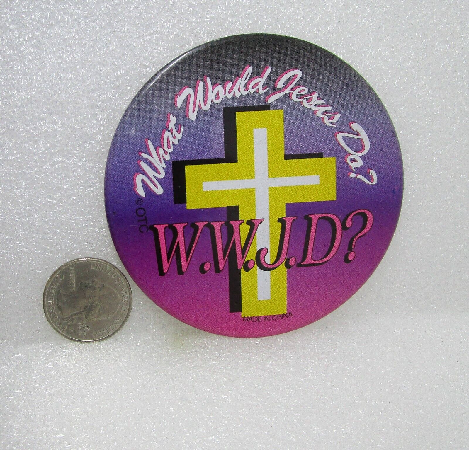 WWJD What Would Jesus Do? Button Pin