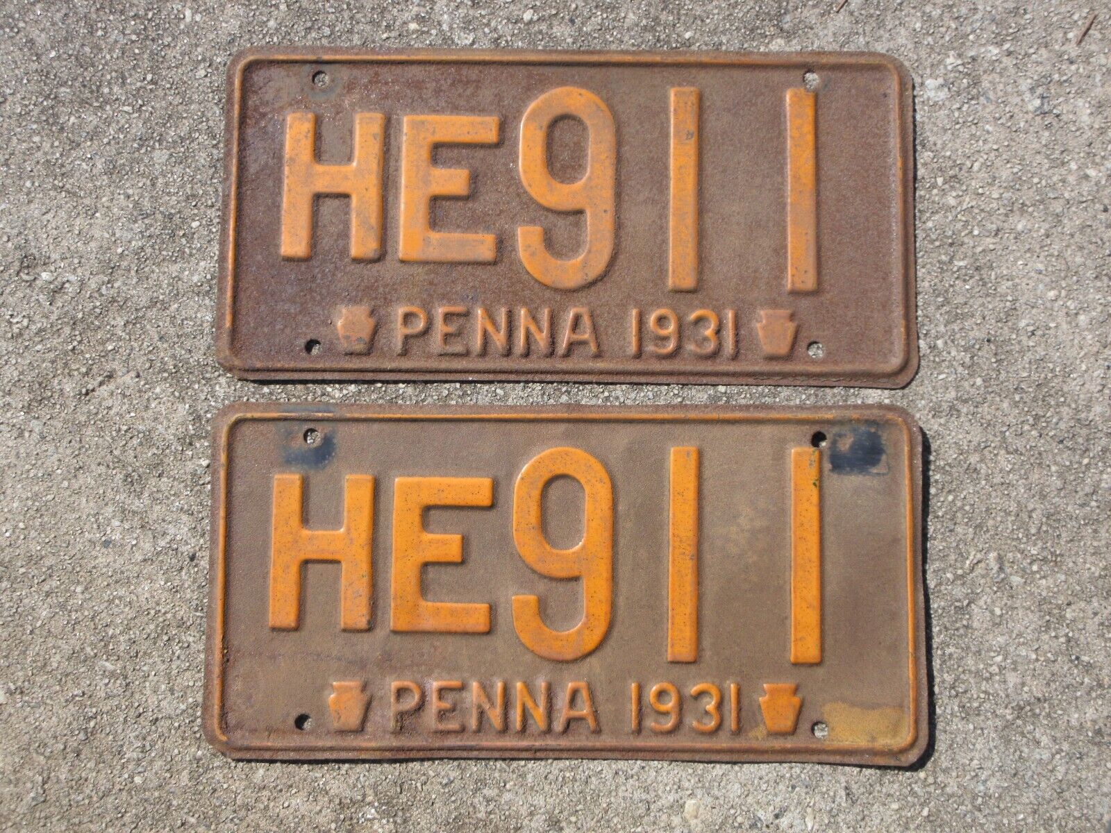 1931 Pennsylvania License Plate Pair PA Penna Ford Chevrolet Chevy HE 911 Set