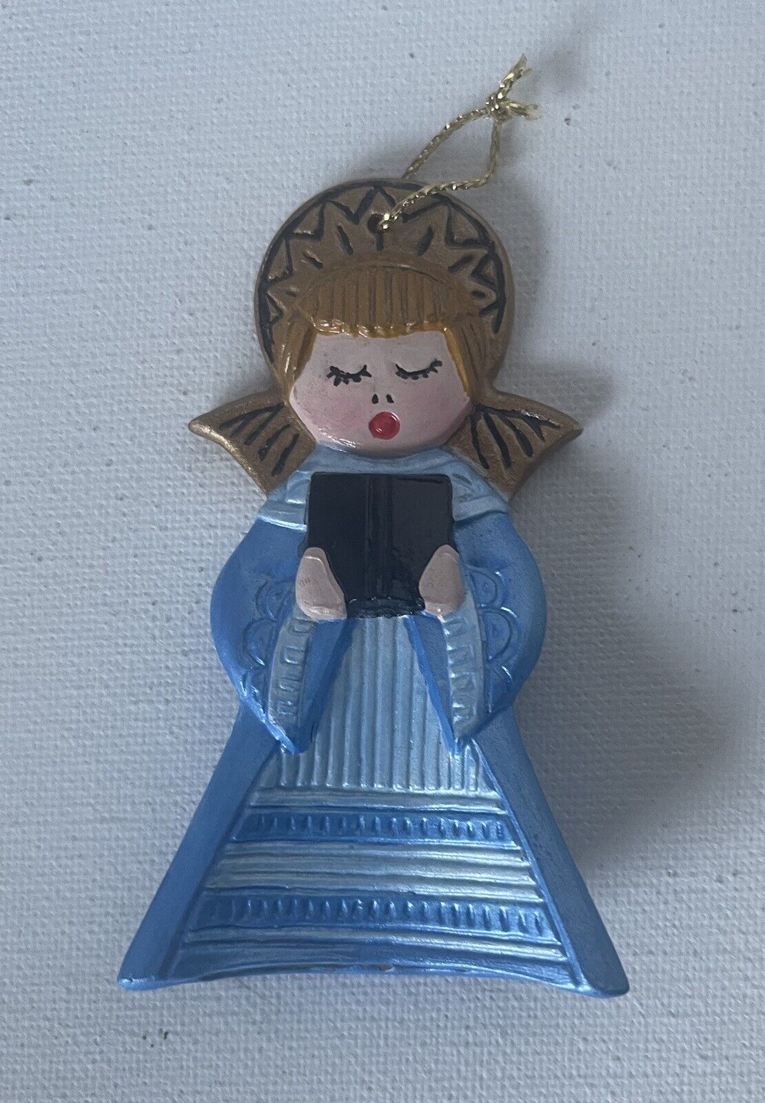 Angel Ornament Vintage 3.5 inches Blue Christmas Tree