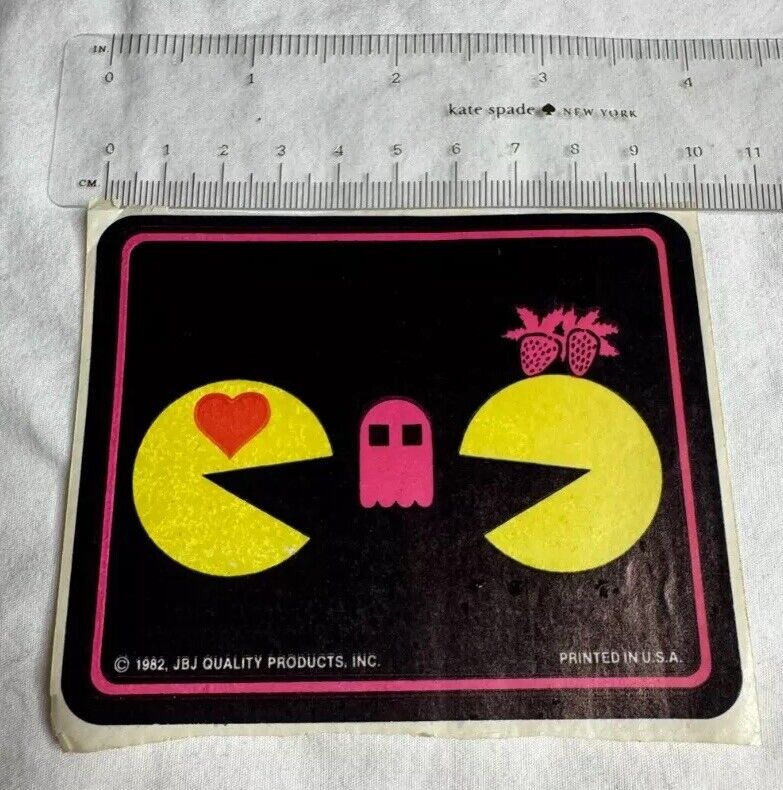 Vintage 1982 JBJ Products Arcade Atari PacMan Ms Miss Mrs Video Game Sticker