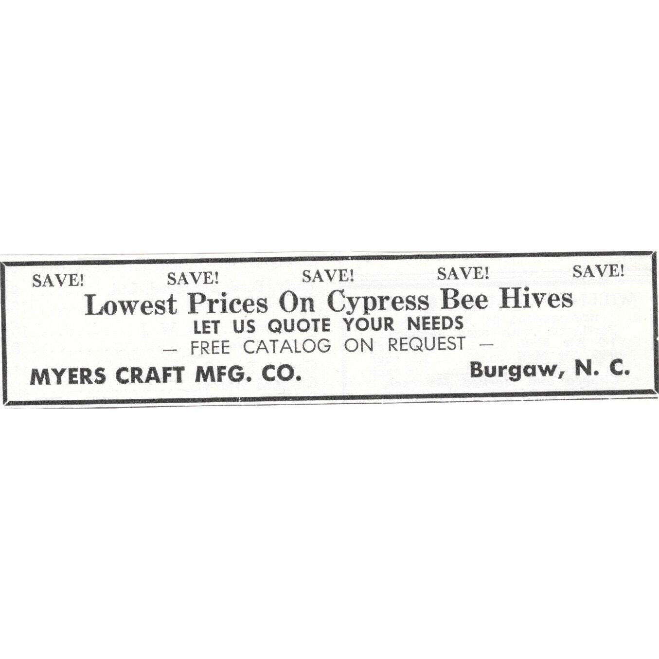 Cypress Bee Hives Myers Craft Mfg Co Burgaw NC 1961 Magazine Ad AB6-LB