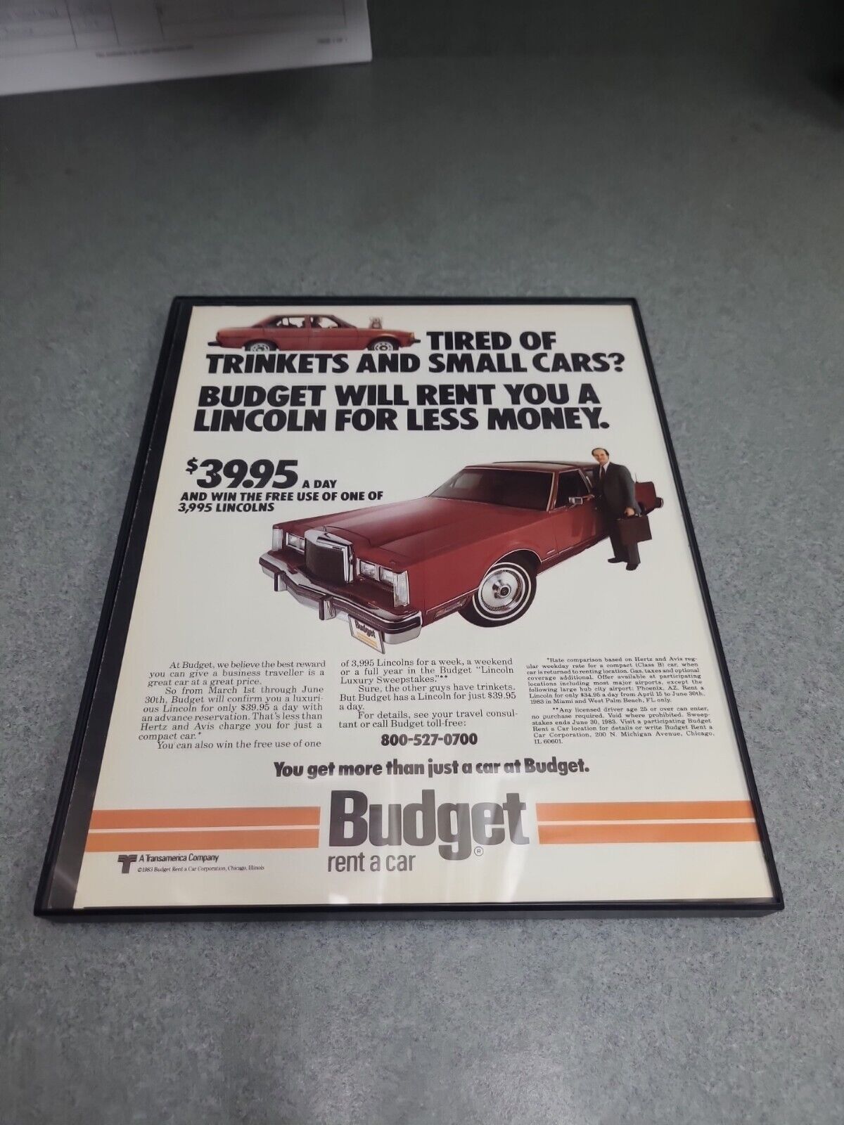 Budget Rent A Car Print Ad 1983 Framed 8.5x11 