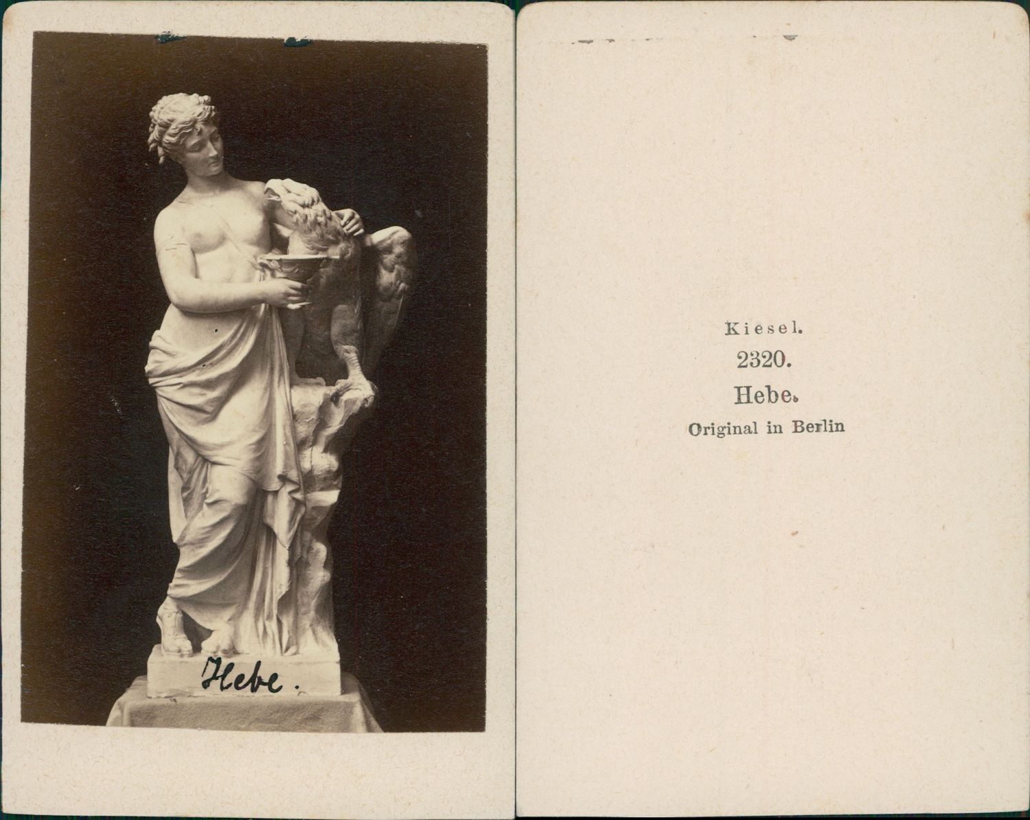 Hebe, Berlin, Photograph of a Vintage Sculpture CDV Albumen Screw Card