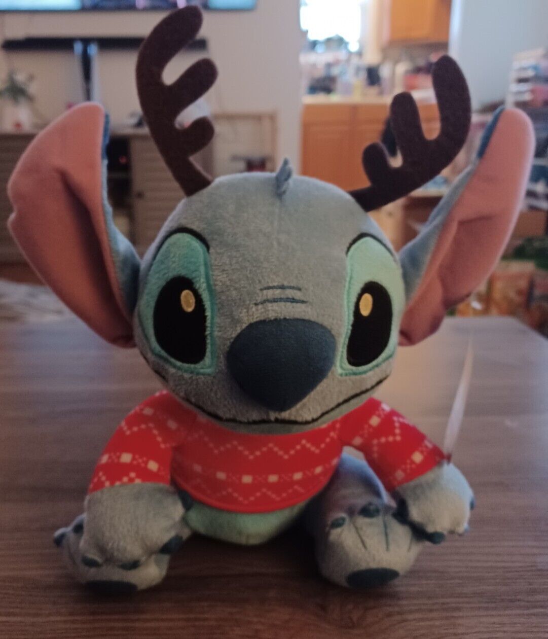 Disney Christmas Stitch w/ Reindeer Antlers Plush 11\