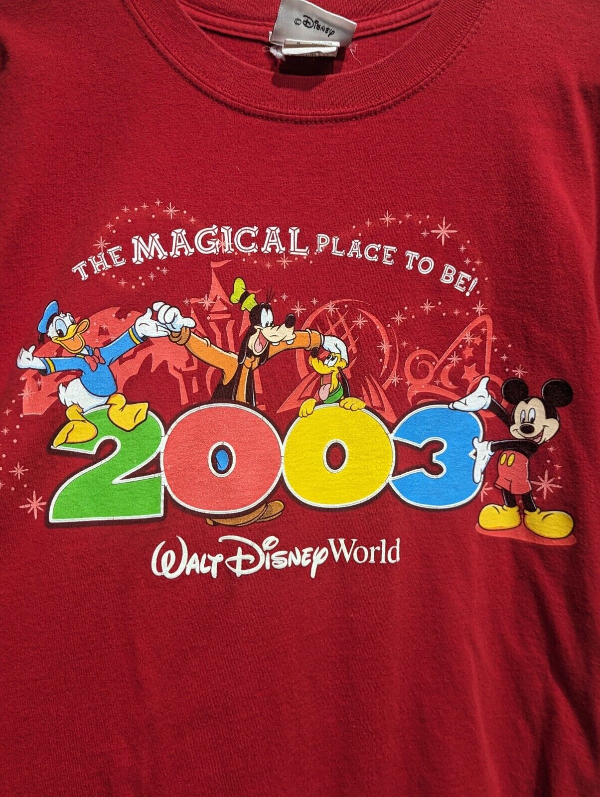 VINTAGE Walt Disney World 2003 Magical Place to Be,Donald,Goofy Graphic Tee Lrge