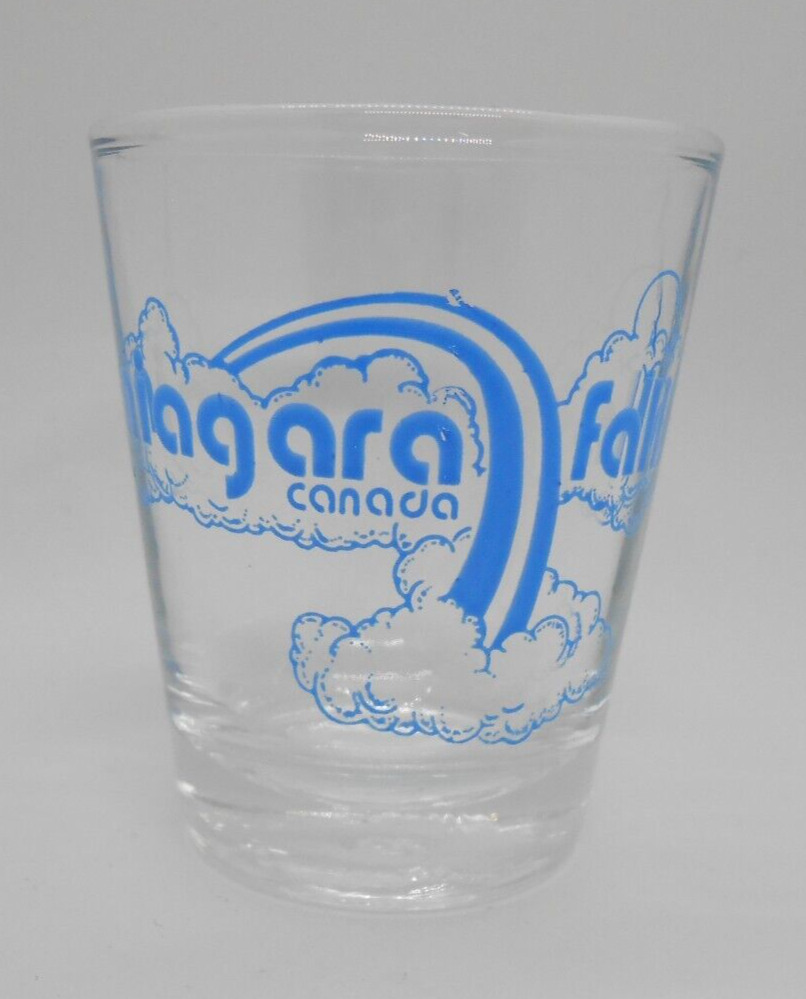 Niagara Falls Canada Souvenir Shotglass Blue Graphic Clouds