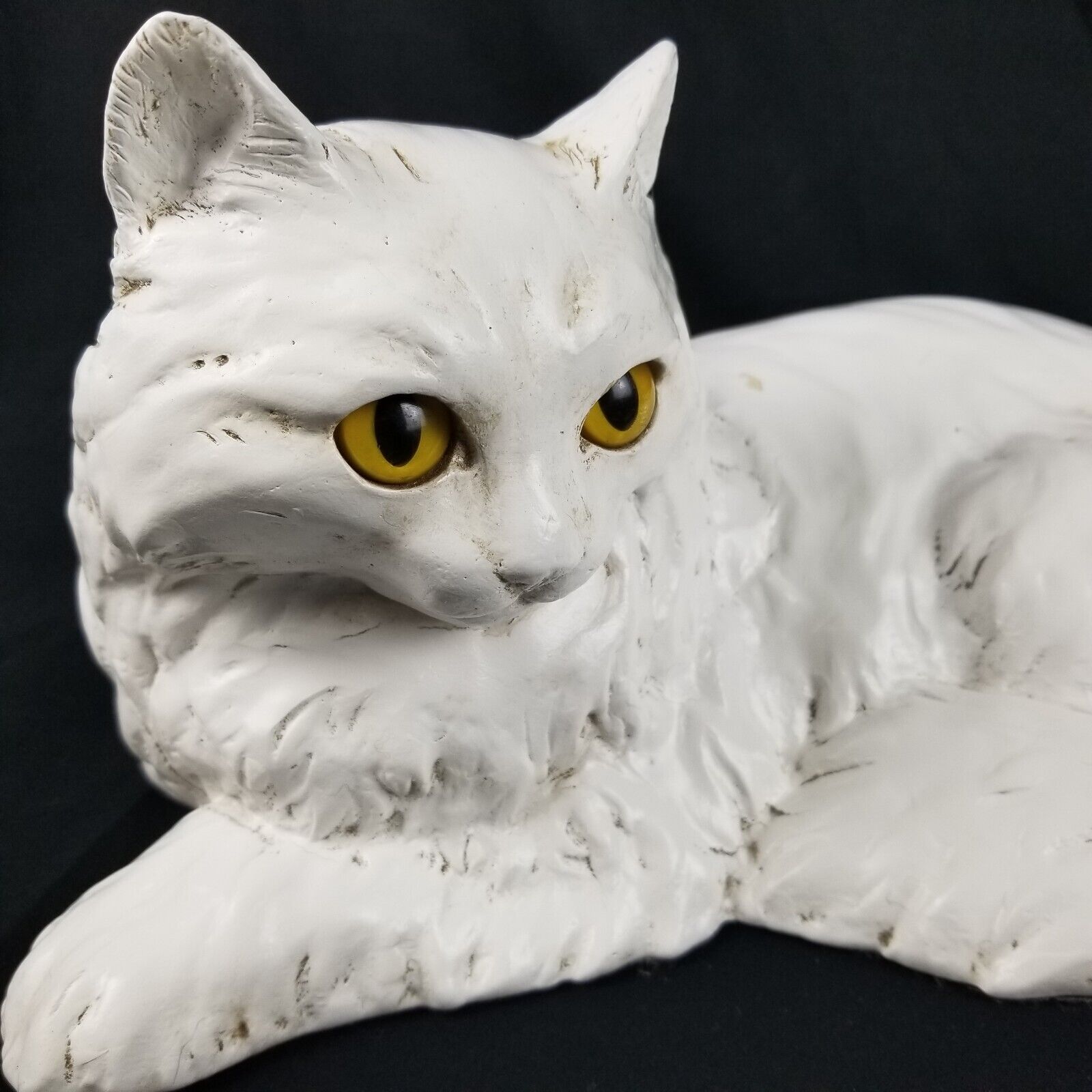 Vintage Cat Figure Homco White Persian Statue Doorstop 1147 Signed Large 13 in