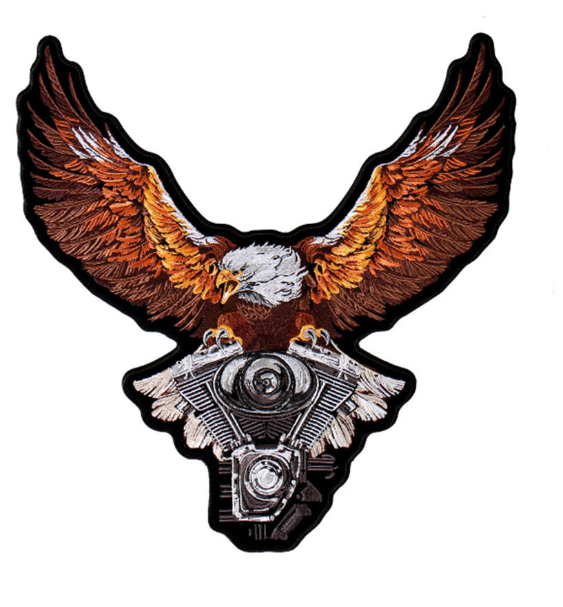 Storm Clouds Eagle ENGINE EMBROIDERED 4 INCH IRON ON MC BIKER  PATCH 