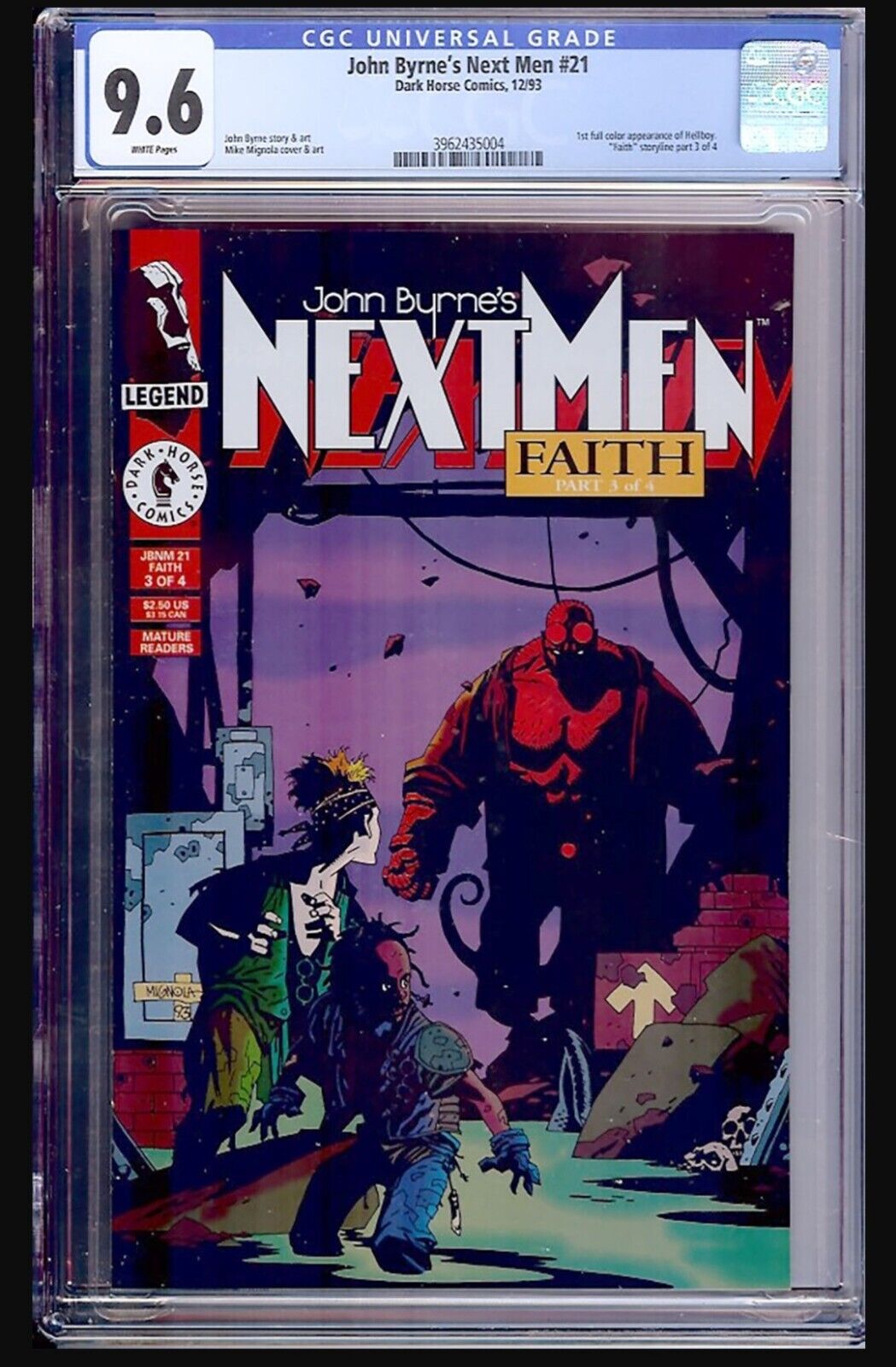 John Byrne's Next Men #21 CGC 9.6 1st Full App. of Hellboy in Color White Pages