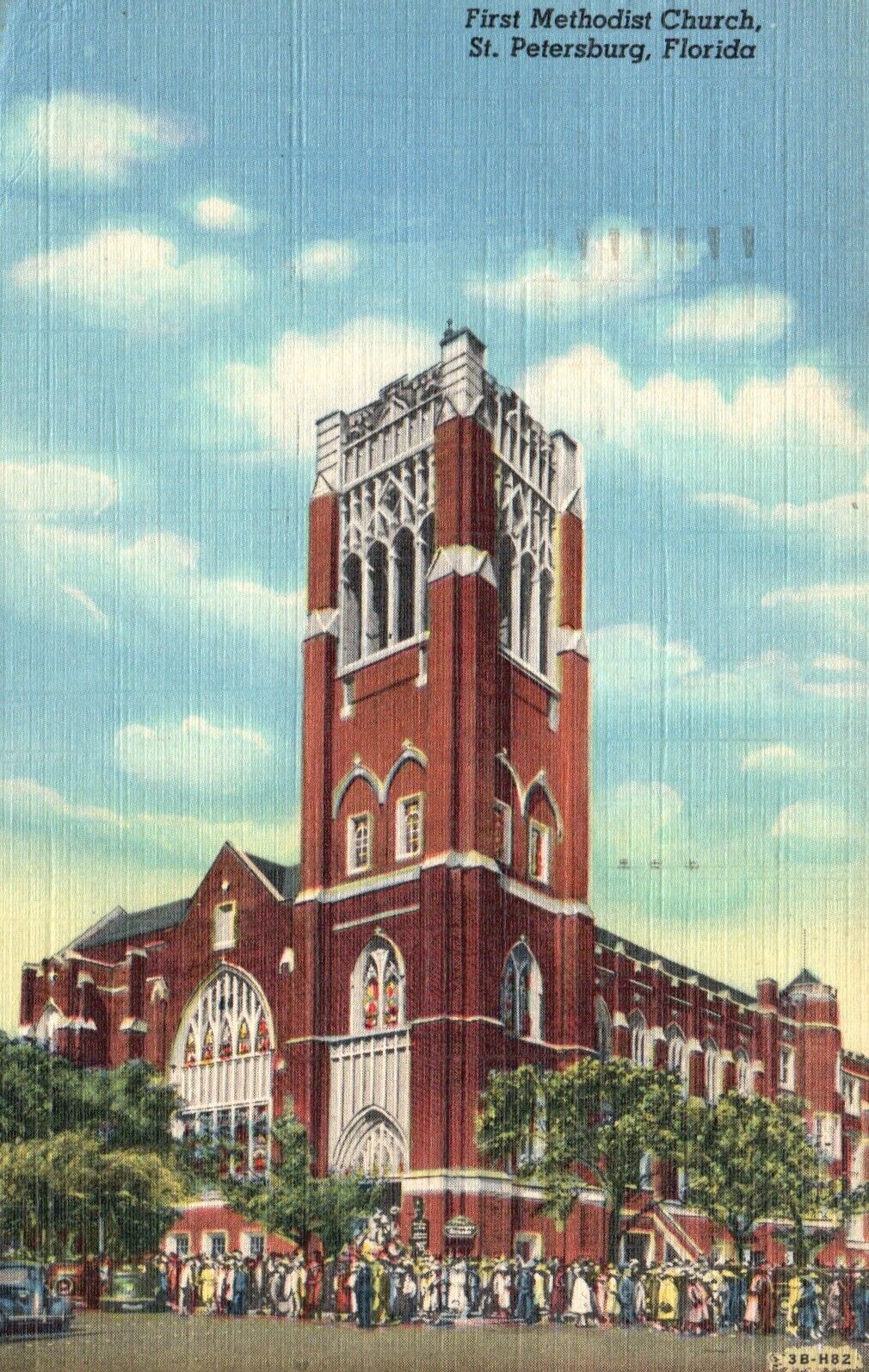 Postcard FL St Petersburg First Methodist Church 1953 Linen Vintage PC f3156