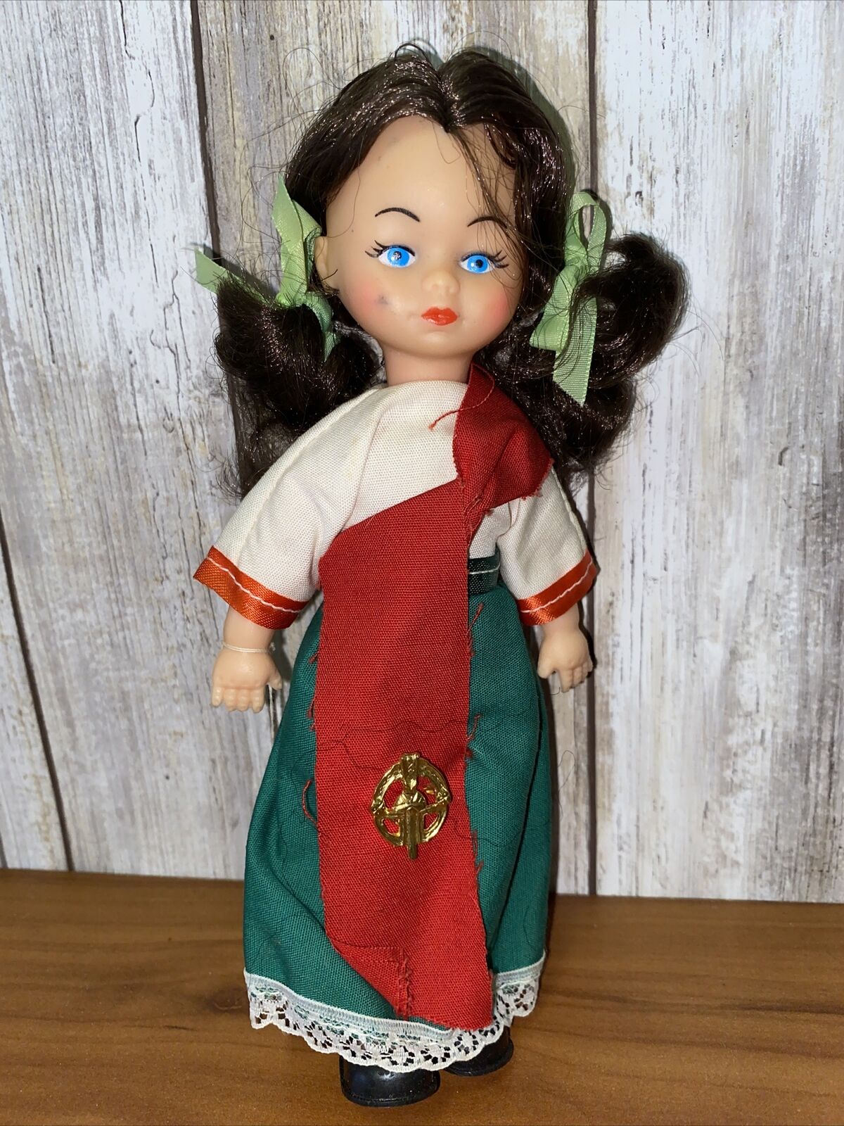 Vintage Shannon Industries Irish Doll Made in Ireland Traditional Dress 8” Tall