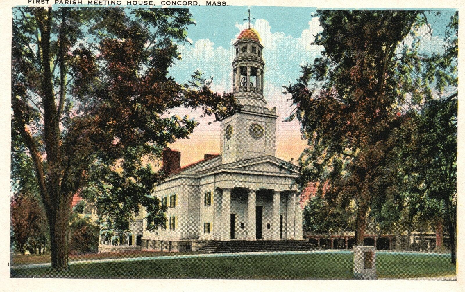 Vintage Postcard 1920's First Parish Meeting House Concord Massachusetts MA