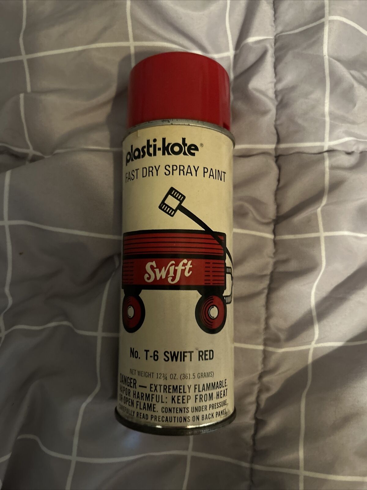 Vintage Plasti-Kote Spray Paint T-6 Swift Red 60\'s Paper Label Very Rare