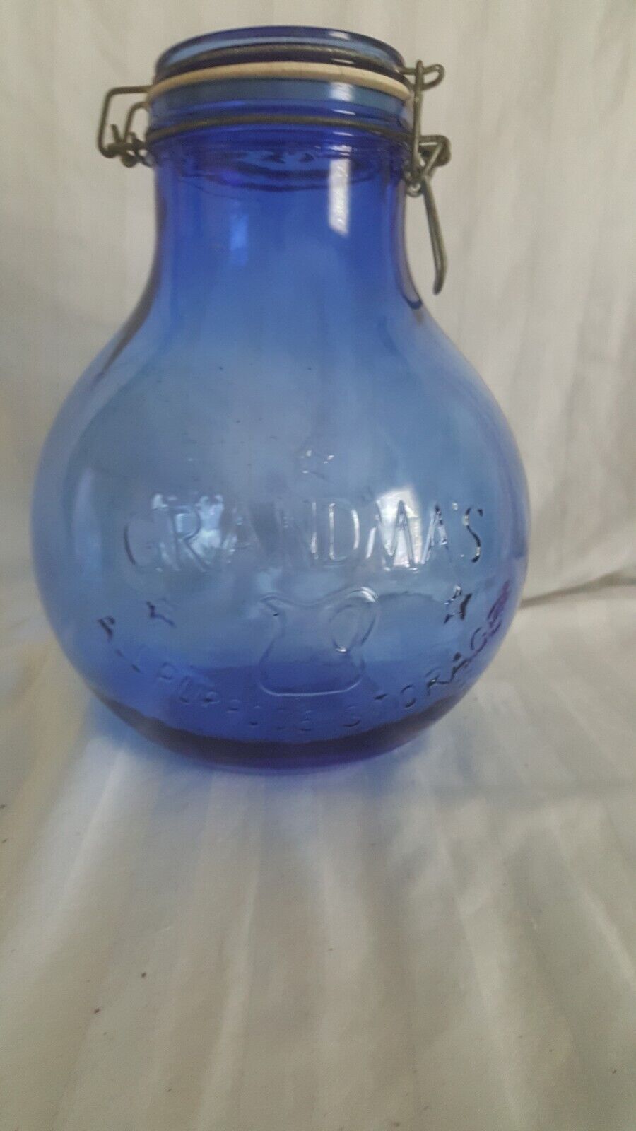 Vintage GRANDMA'S BRAND All Storage Jar with Lid (Cobalt Blue)