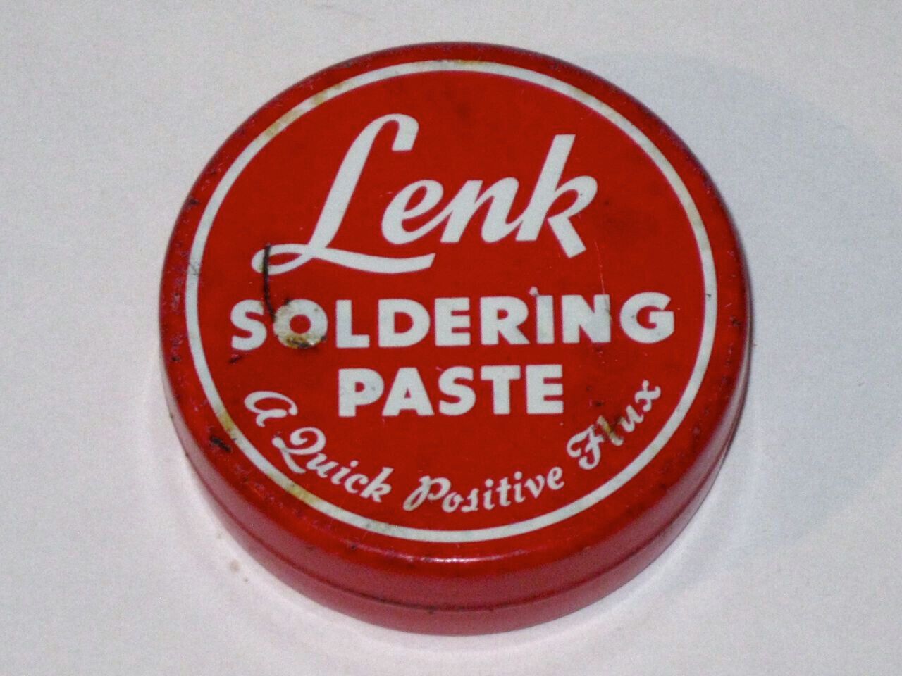 Vintage 1940s LENK SOLDERING PASTE Advertising Tin Almost Full LENK Mfg Boston